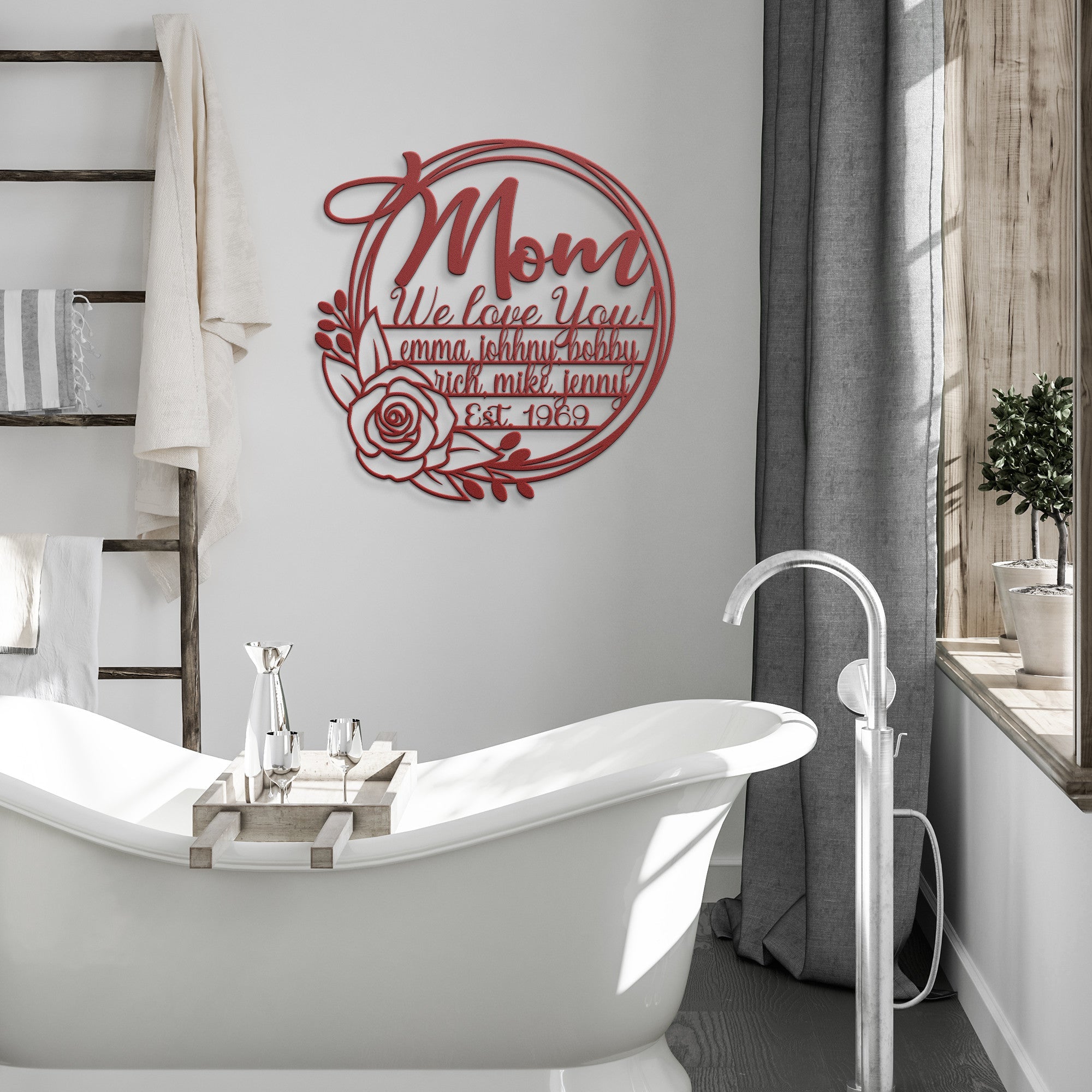 Personalized Mom Wreath Sign - Cool Metal Signs