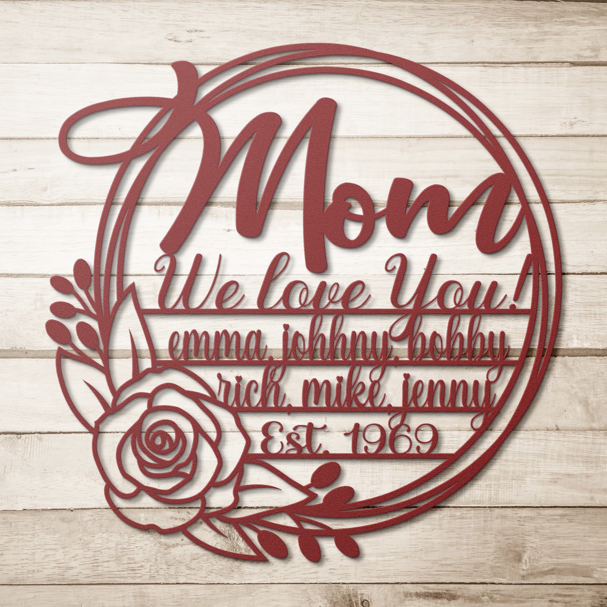 Personalized Mom Wreath Sign - Cool Metal Signs
