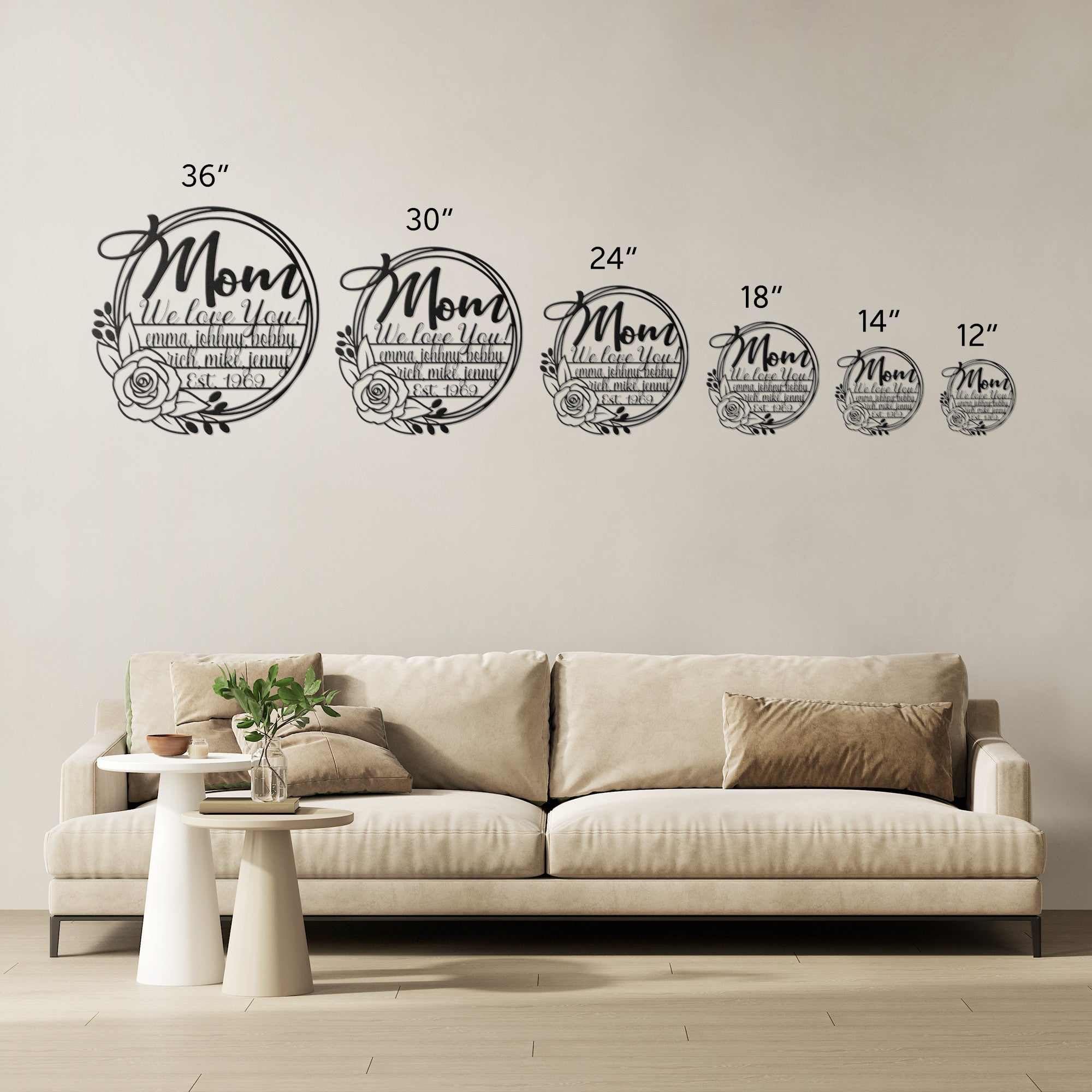 Personalized Mom Wreath Sign - Cool Metal Signs