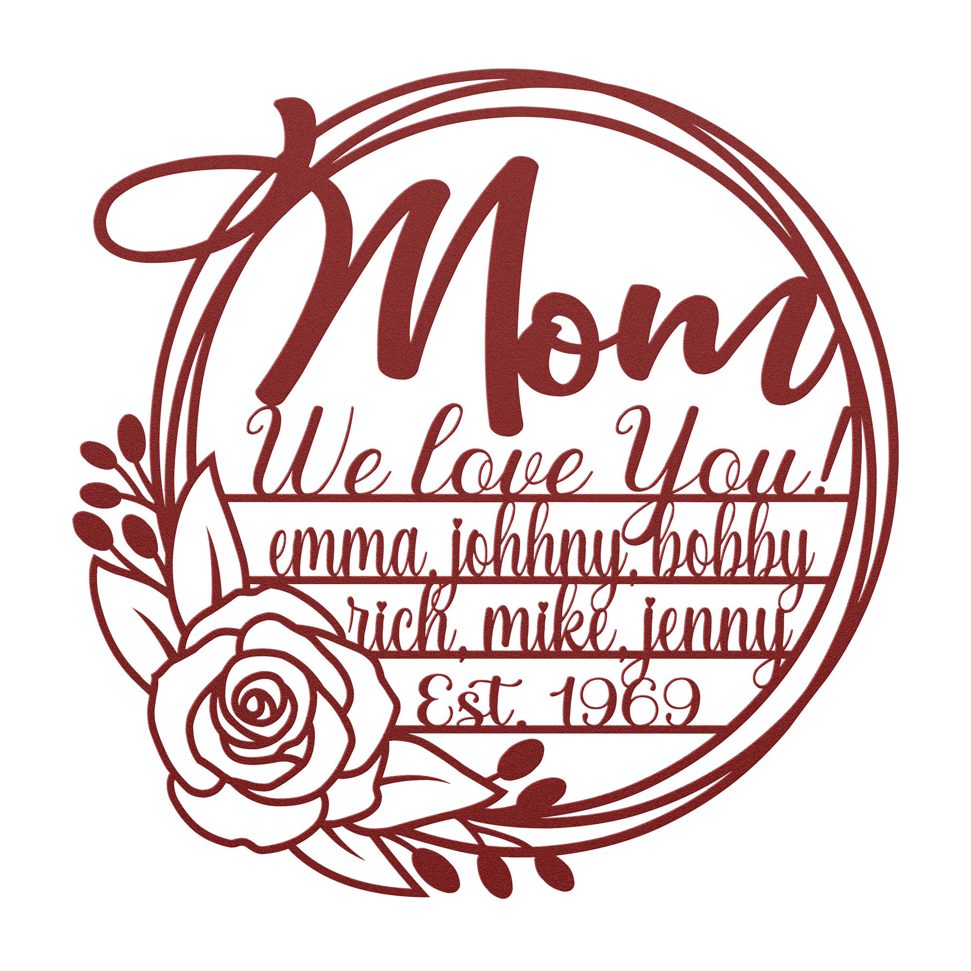 Personalized Mom Wreath Sign - Cool Metal Signs
