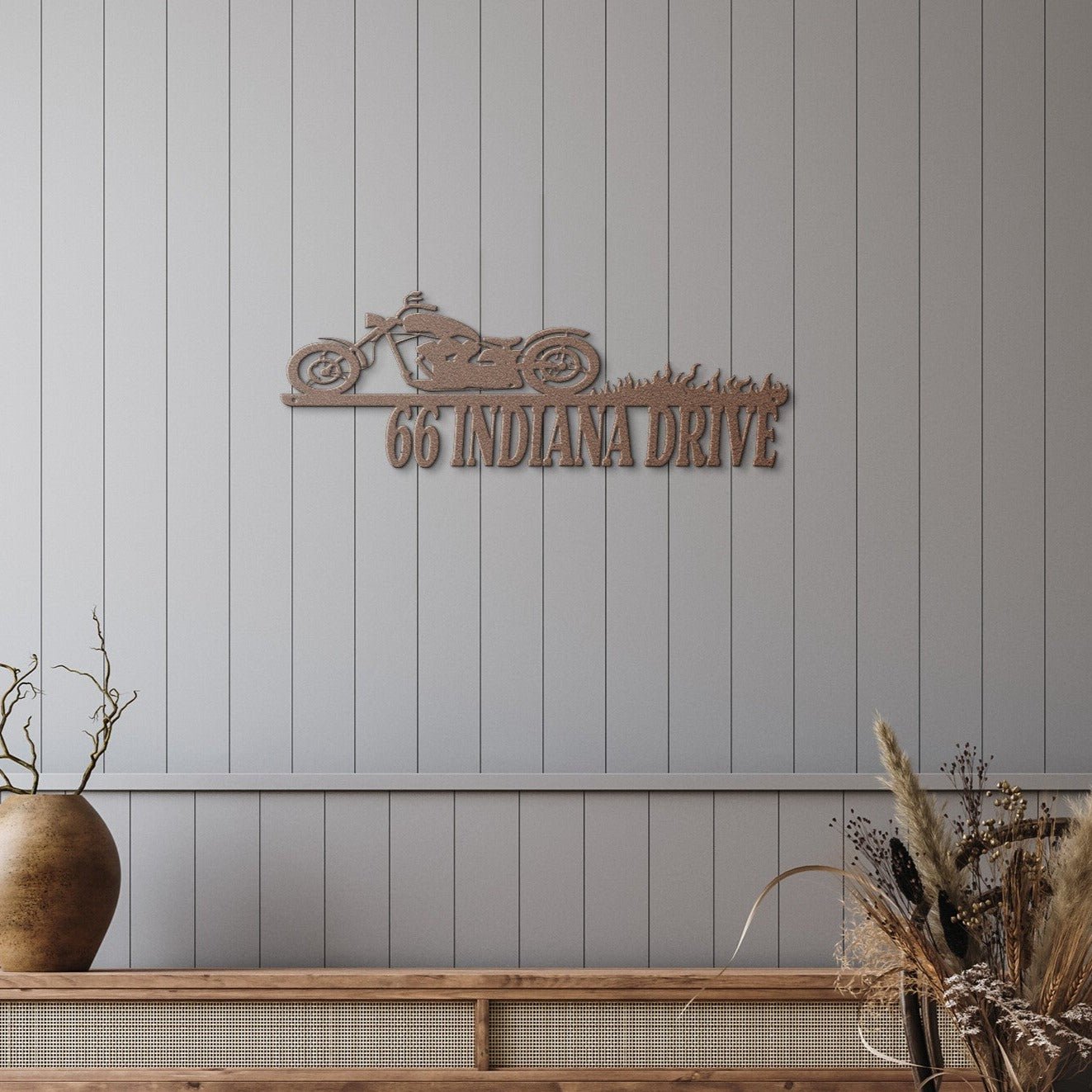 Personalized Motorcycle Address Sign - Cool Metal Signs