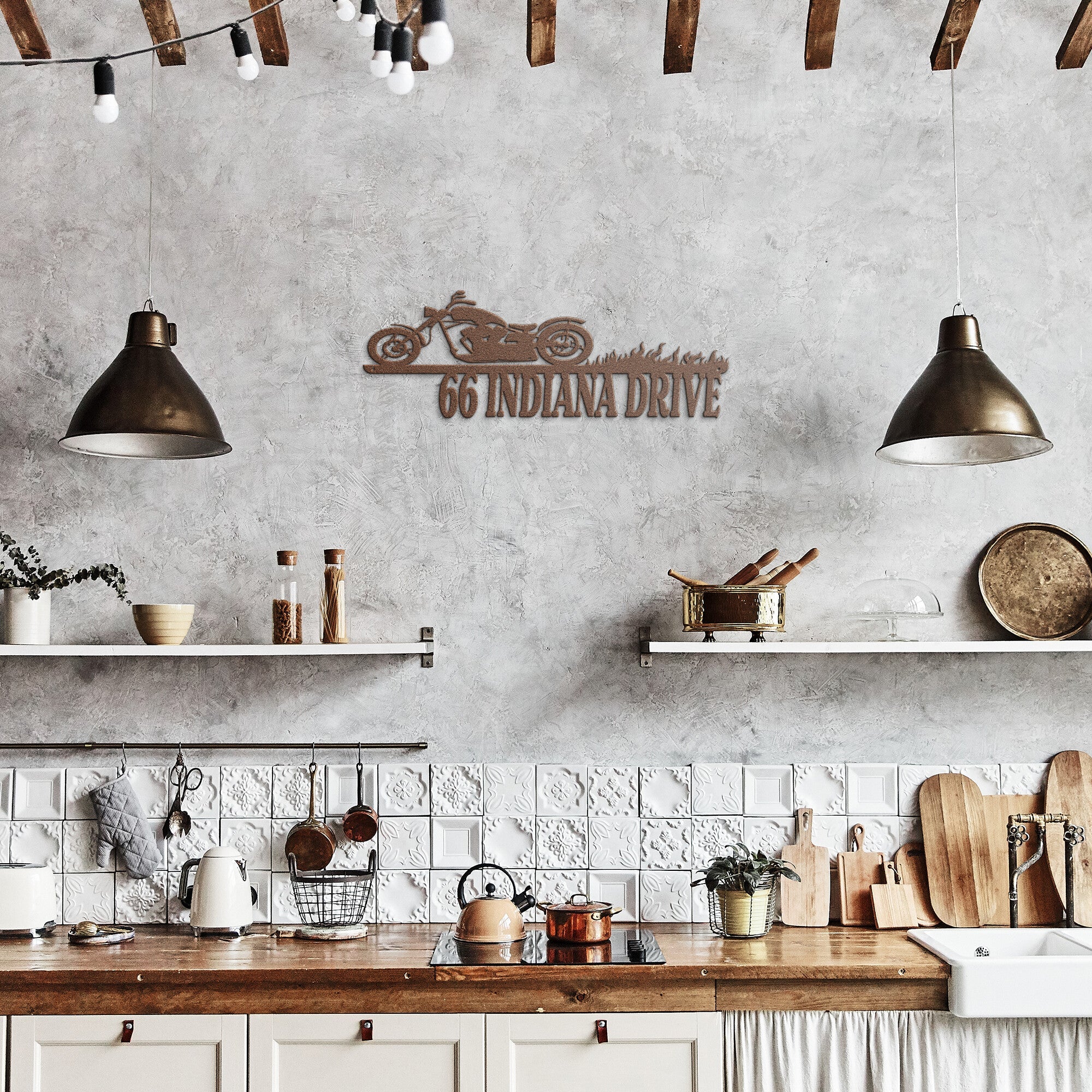 Personalized Motorcycle Address Sign - Cool Metal Signs