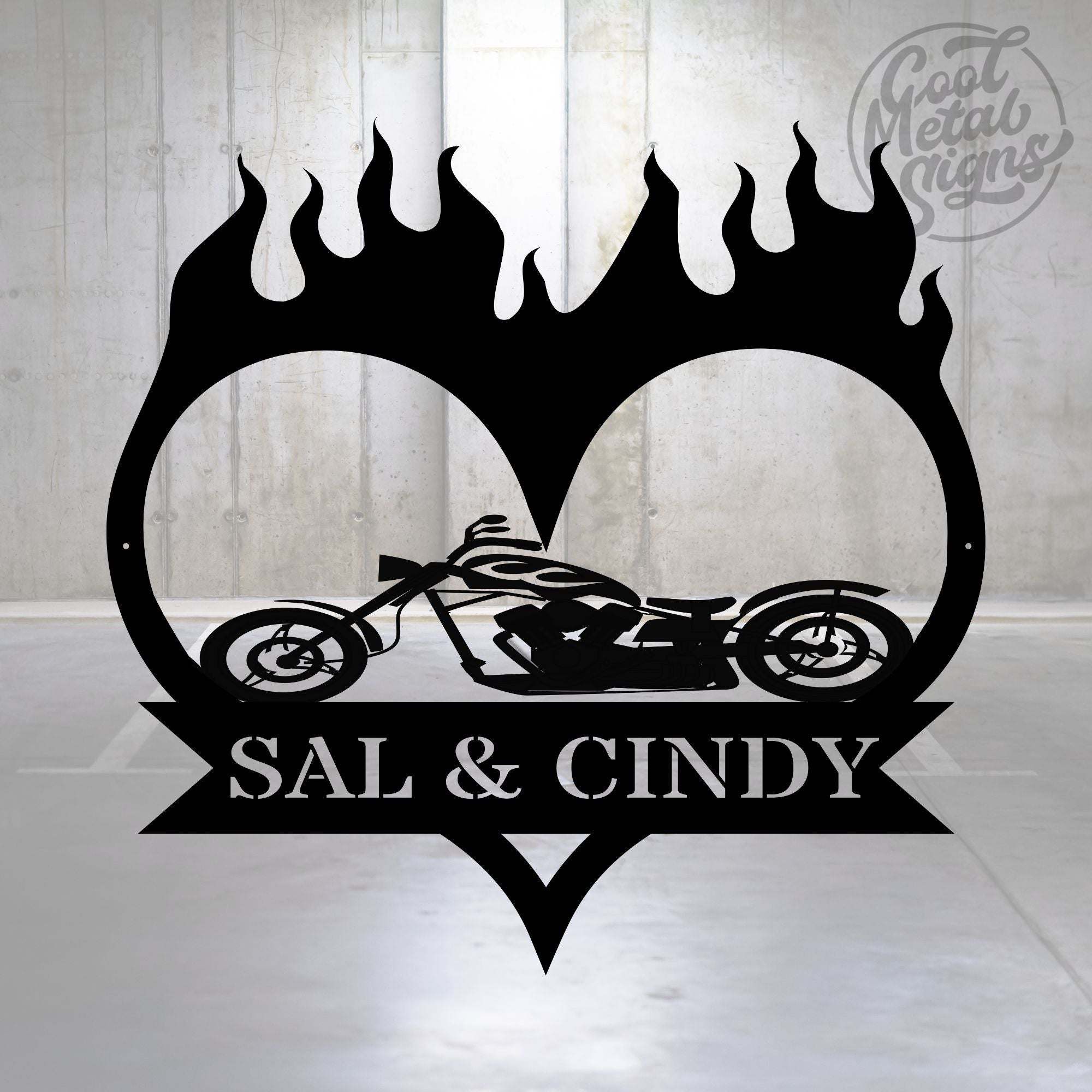 Personalized Motorcycle Heart Sign - Cool Metal Signs