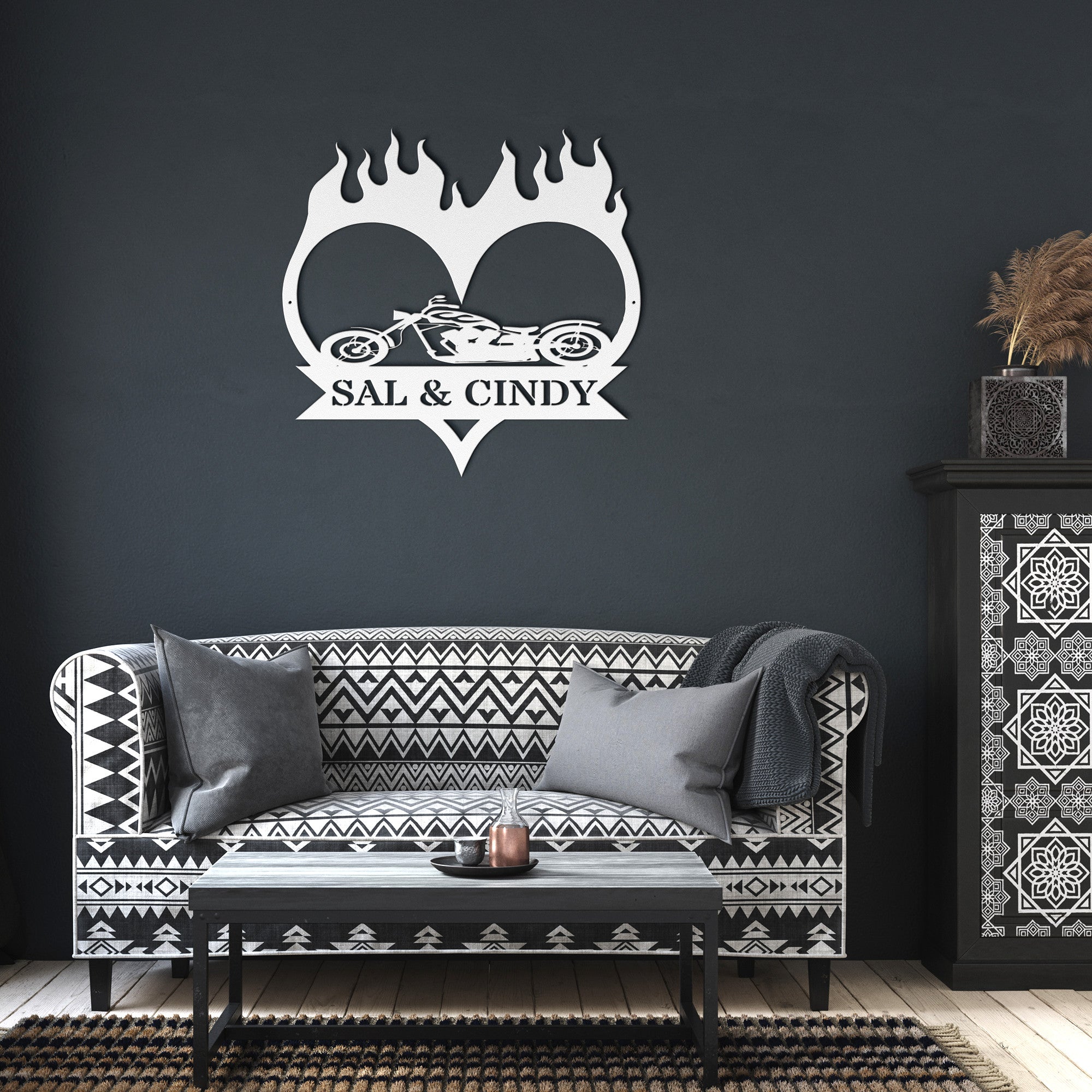 Personalized Motorcycle Heart Sign - Cool Metal Signs