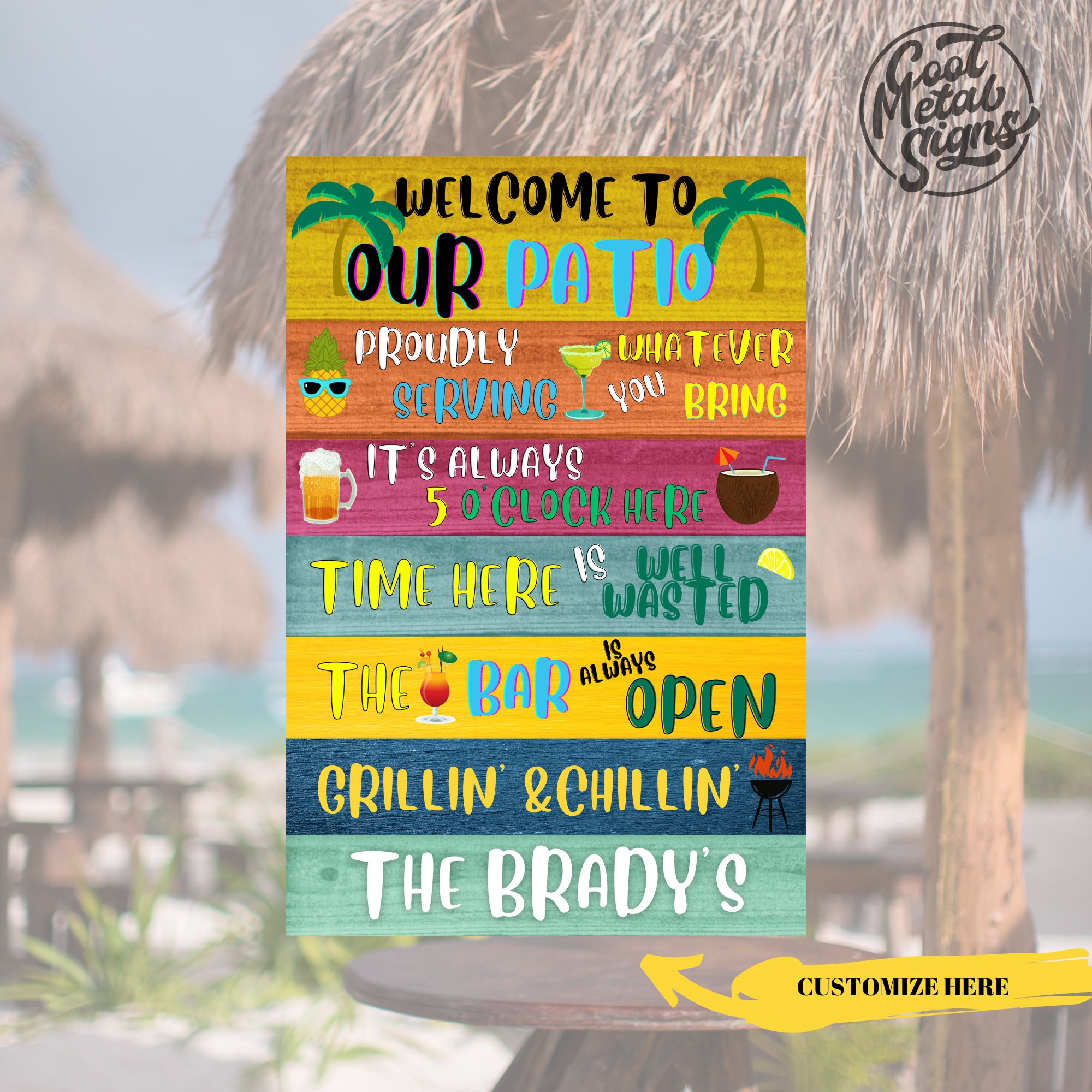 Personalized Patio Metal Sign - Cool Metal Signs