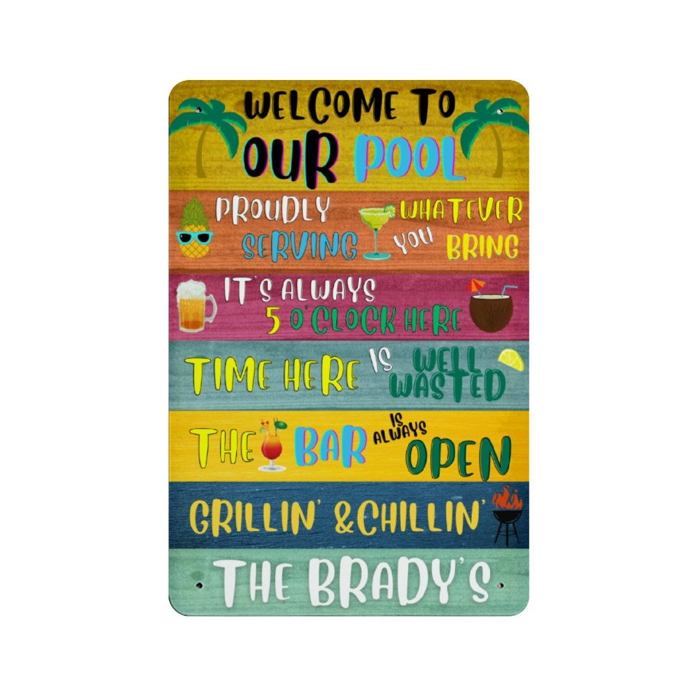 Personalized Pool Metal Sign - Cool Metal Signs