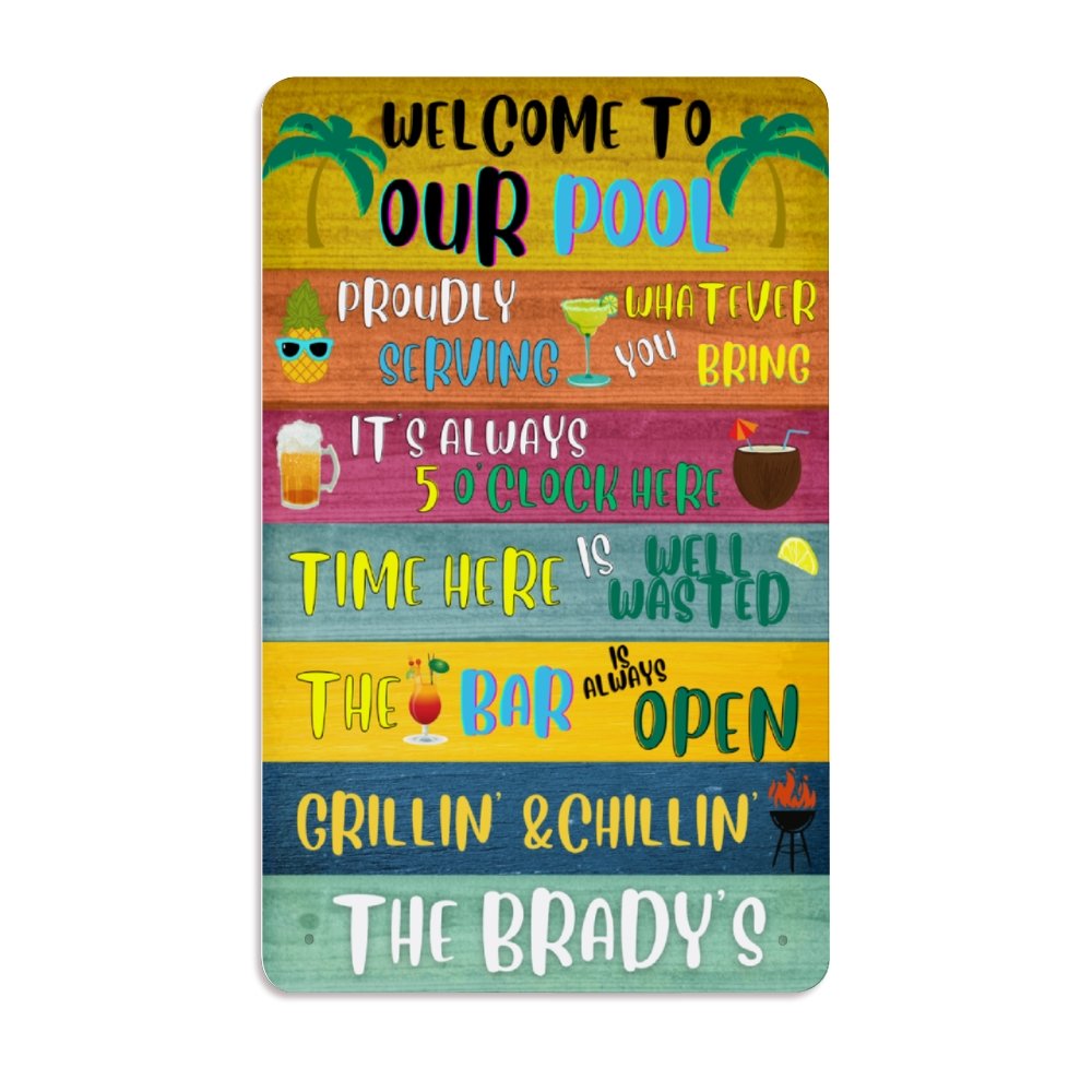 Personalized Pool Metal Sign - Cool Metal Signs