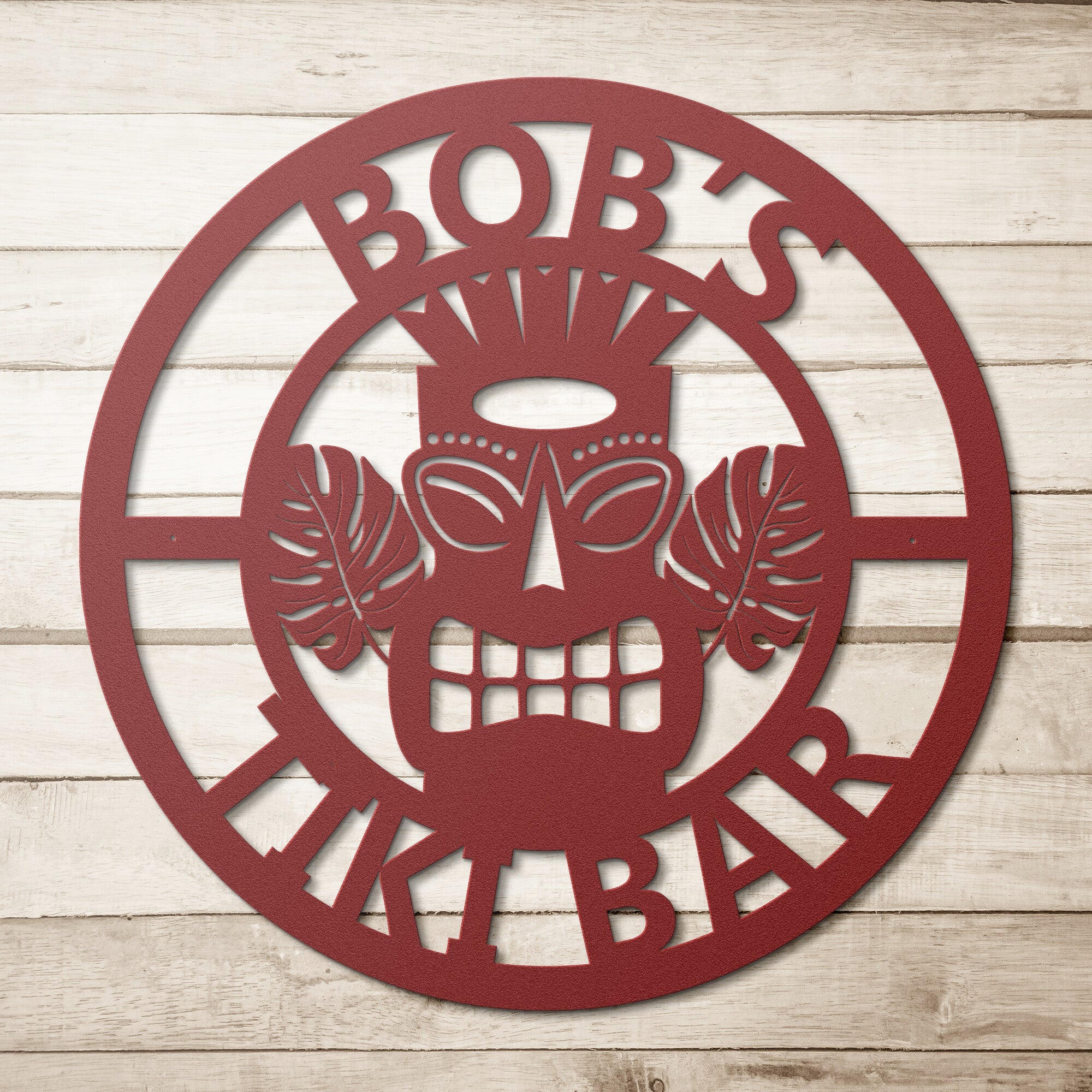 Personalized Round Tiki Bar Sign - Cool Metal Signs