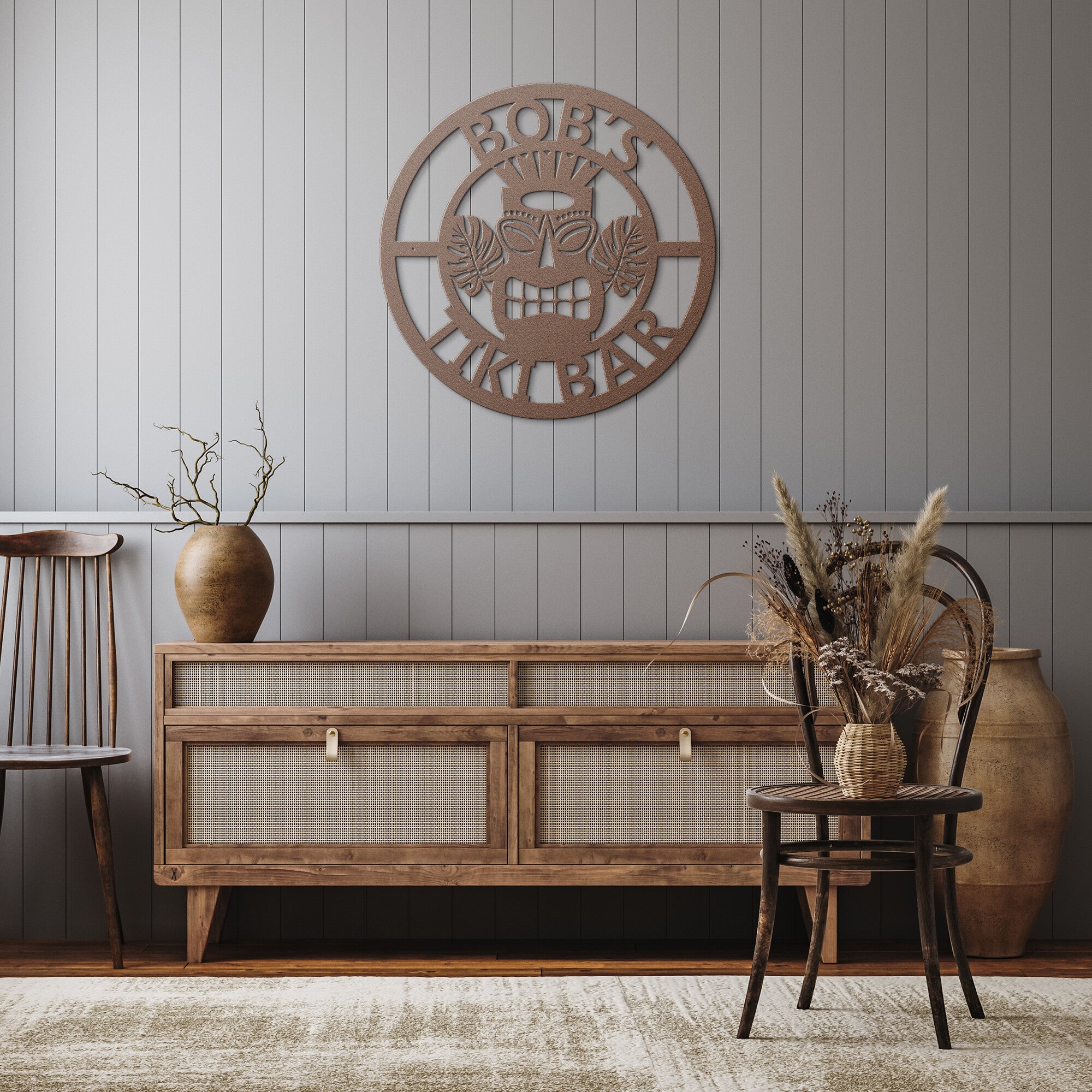 Personalized Round Tiki Bar Sign - Cool Metal Signs