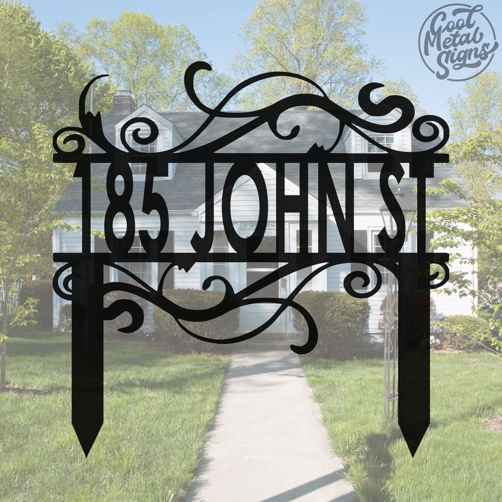 Personalized Swirl Address Stake - Cool Metal Signs
