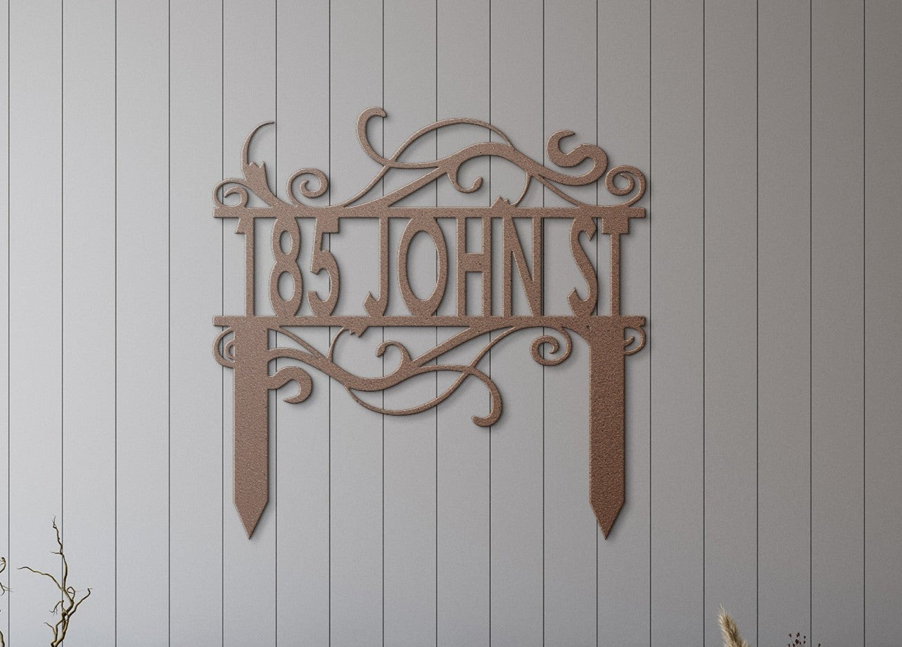 Personalized Swirl Address Stake - Cool Metal Signs