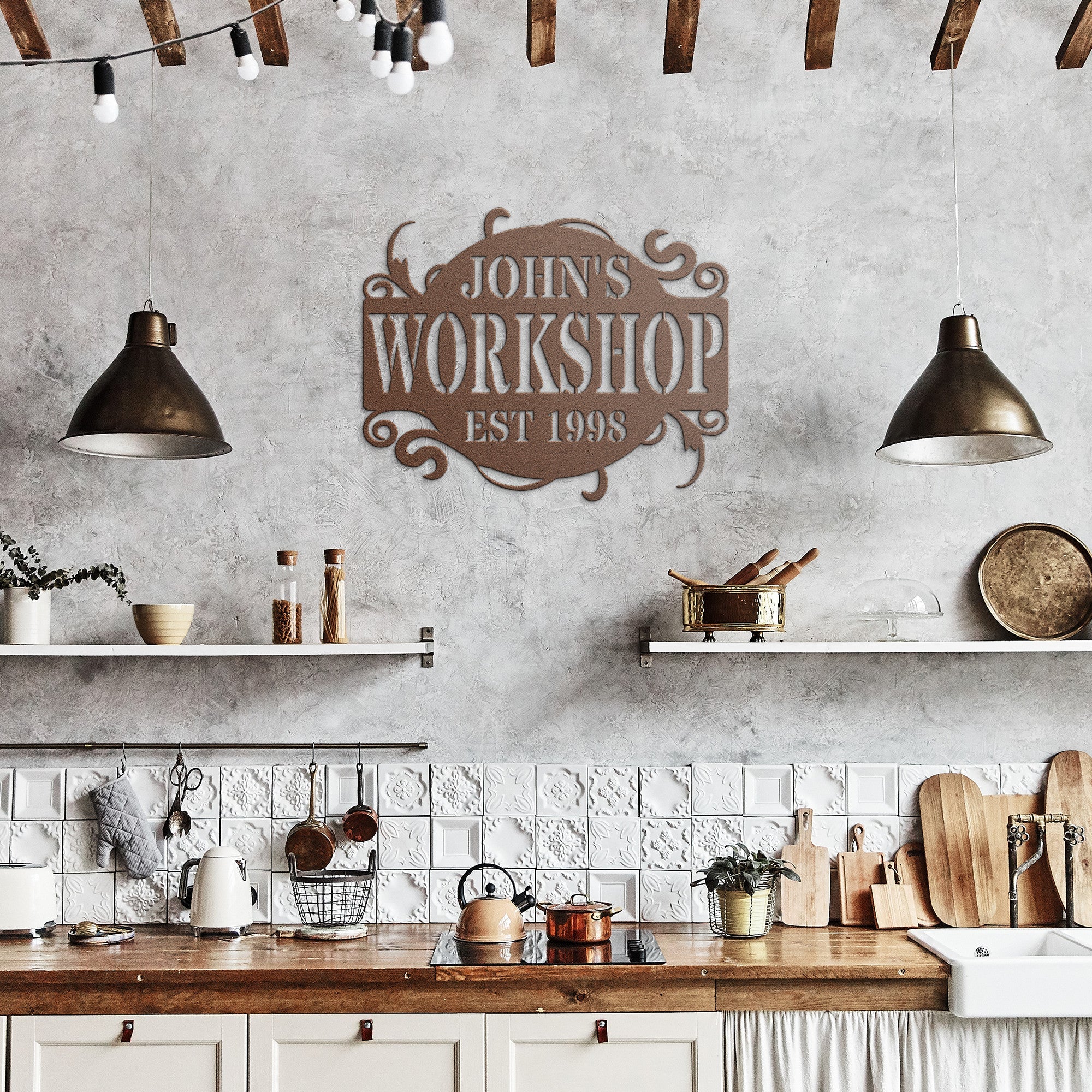 Personalized Swirl Garage Sign - Cool Metal Signs