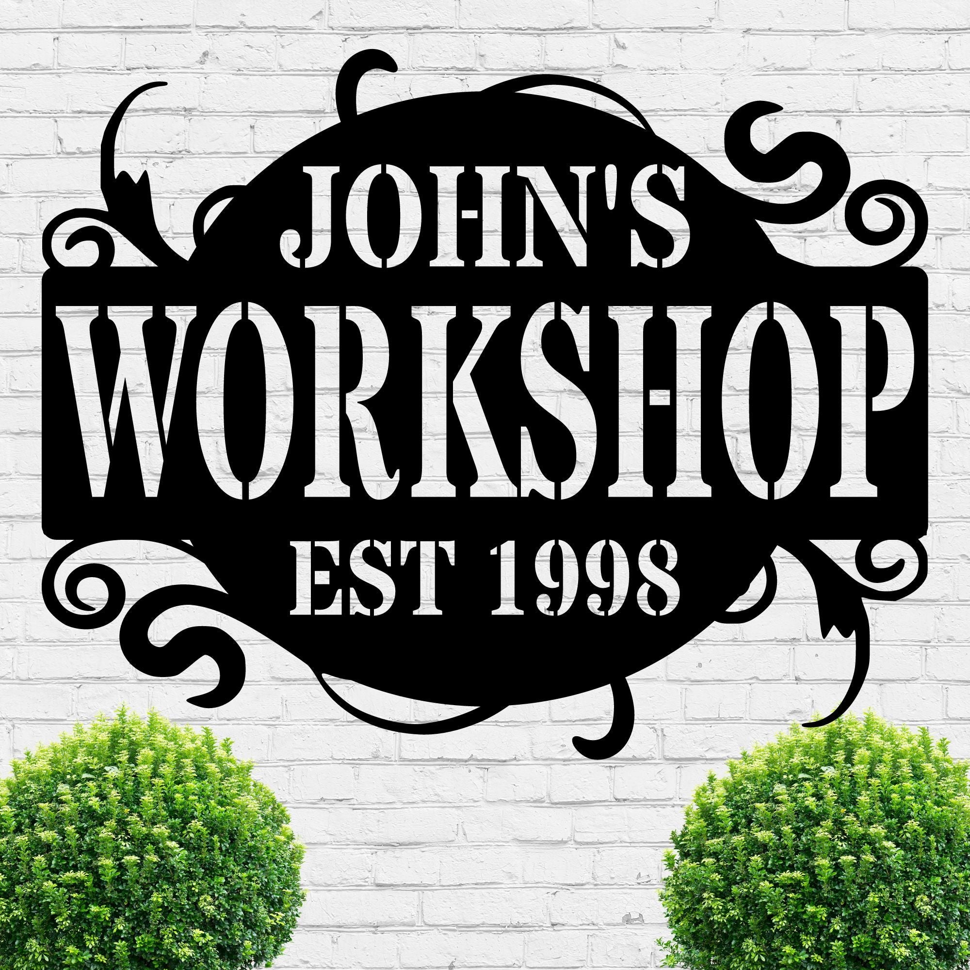 Personalized Swirl Garage Sign - Cool Metal Signs