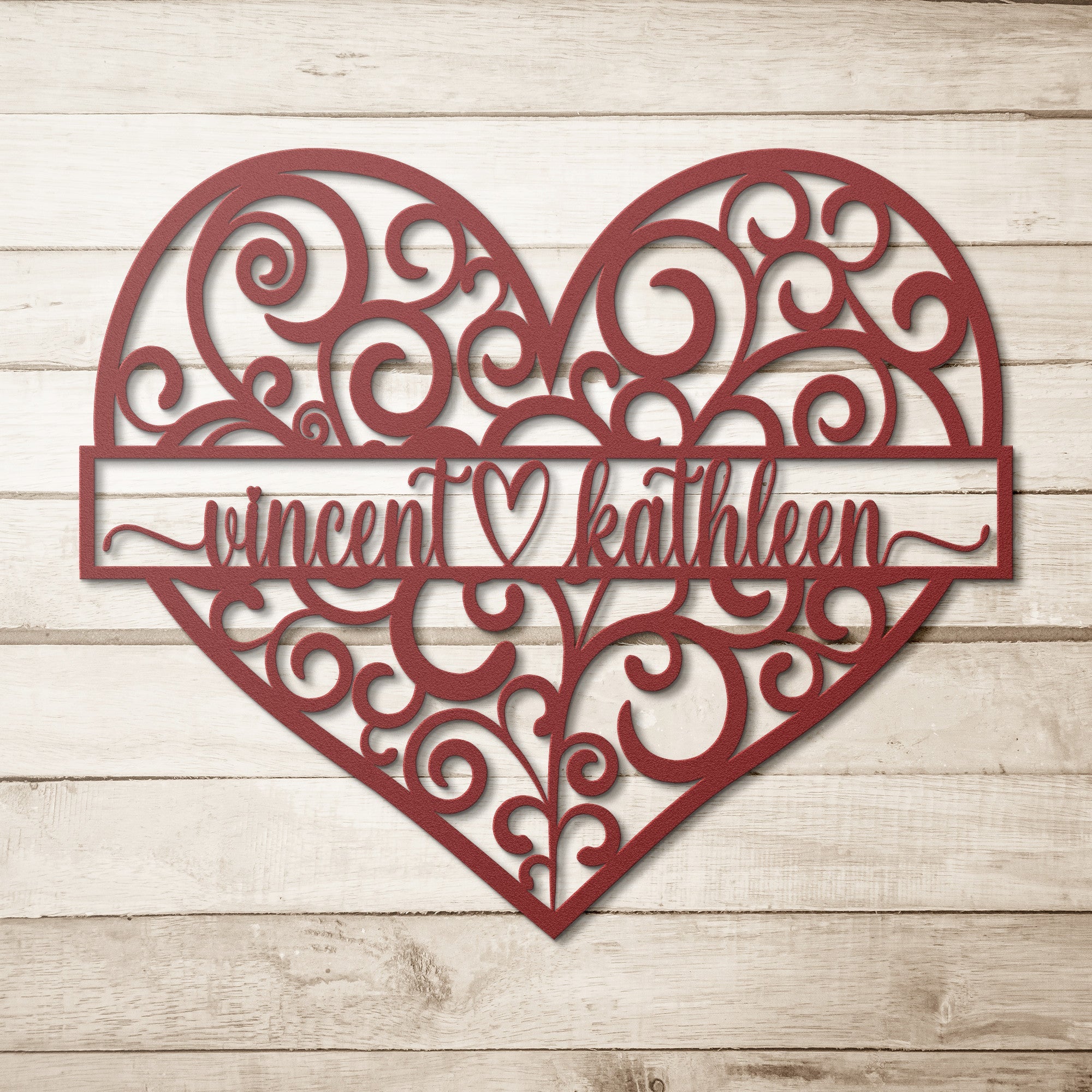Personalized Swirl Heart Sign - Cool Metal Signs