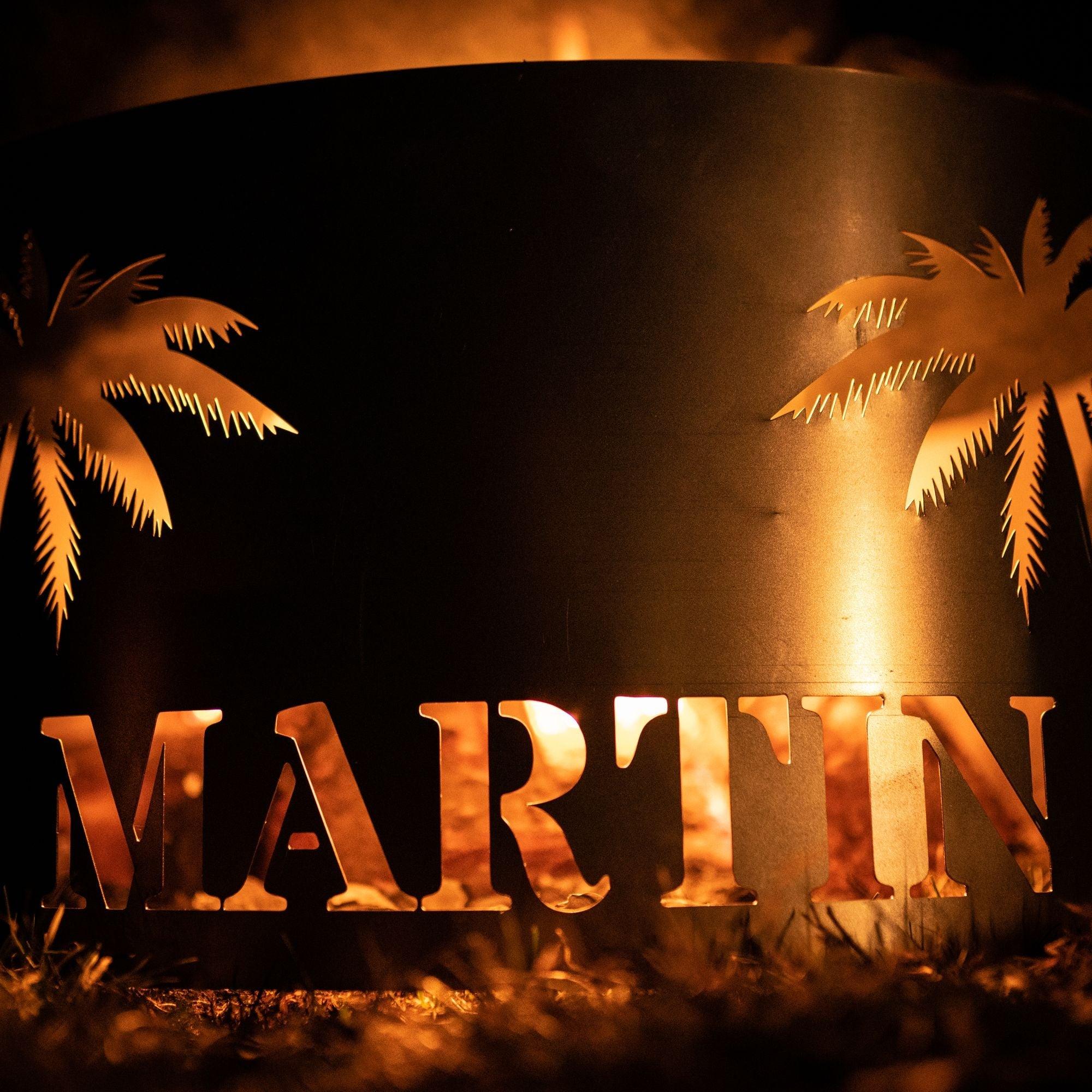 Personalized Tropical Fire Pit Ring - Cool Metal Signs