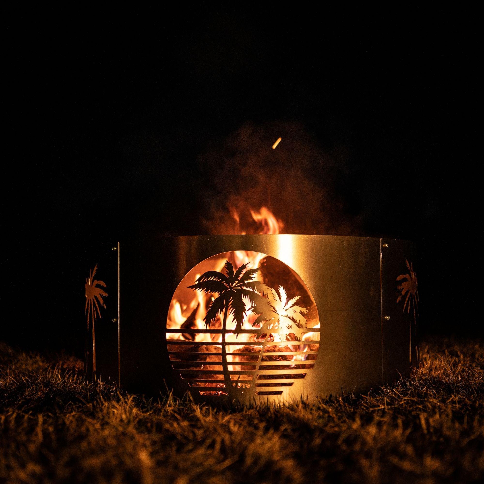 Personalized Tropical Fire Pit Ring - Cool Metal Signs