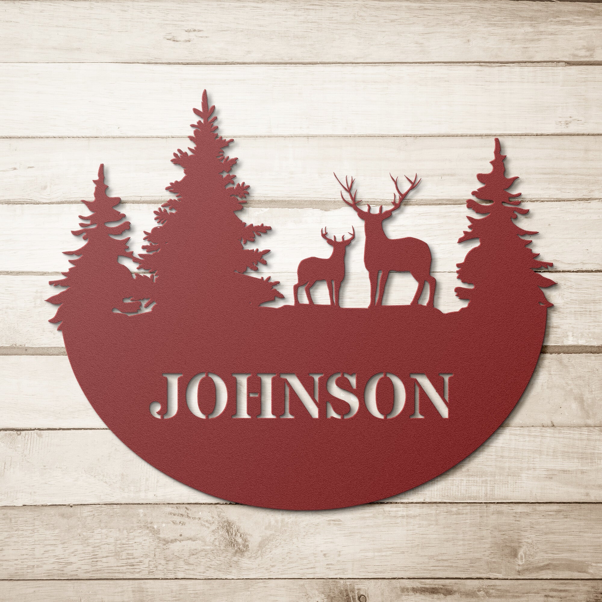 Personalized Two Deer Family Sign - Cool Metal Signs