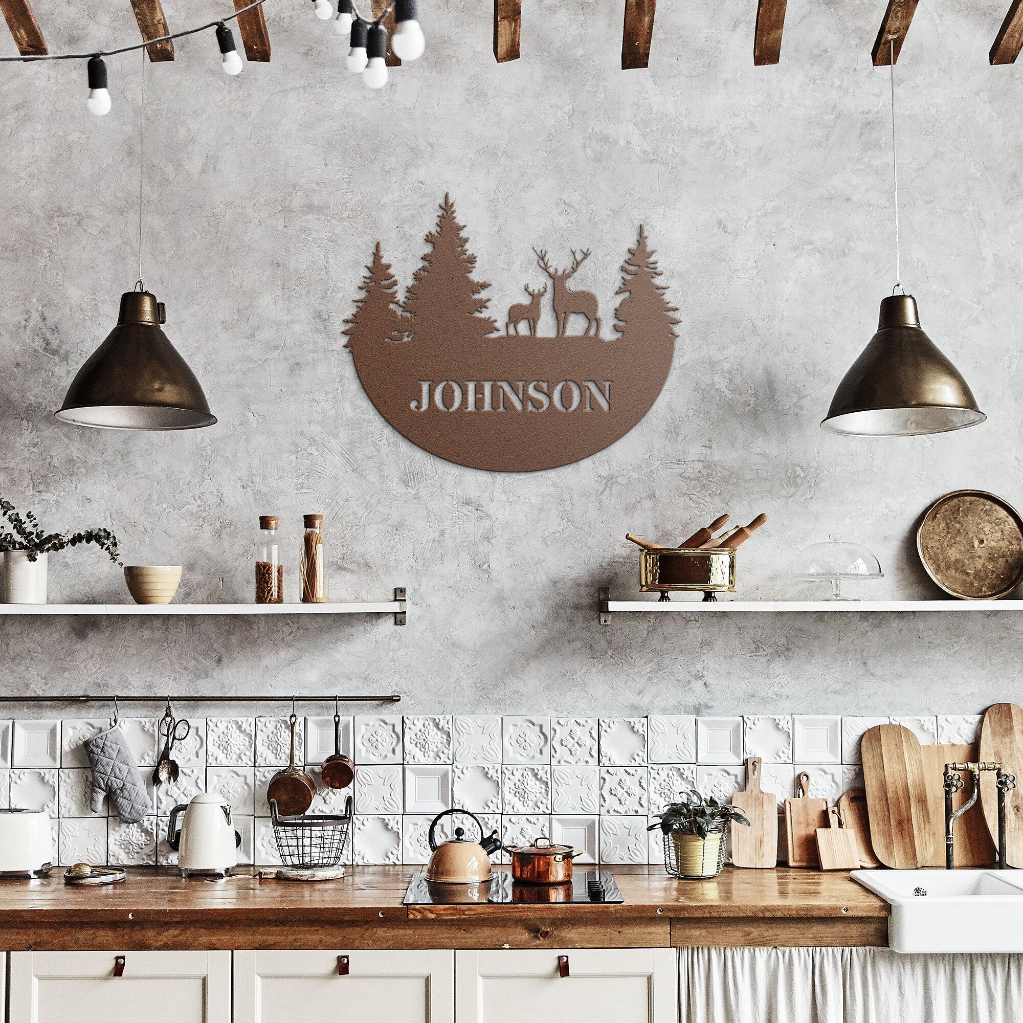 Personalized Two Deer Family Sign - Cool Metal Signs