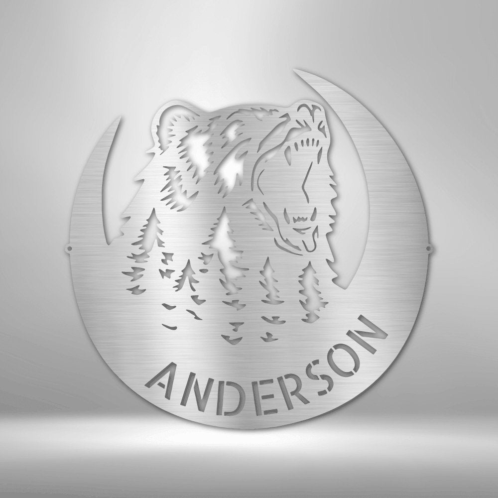 Roaring Bear Monogram - Steel Sign - Cool Metal Signs