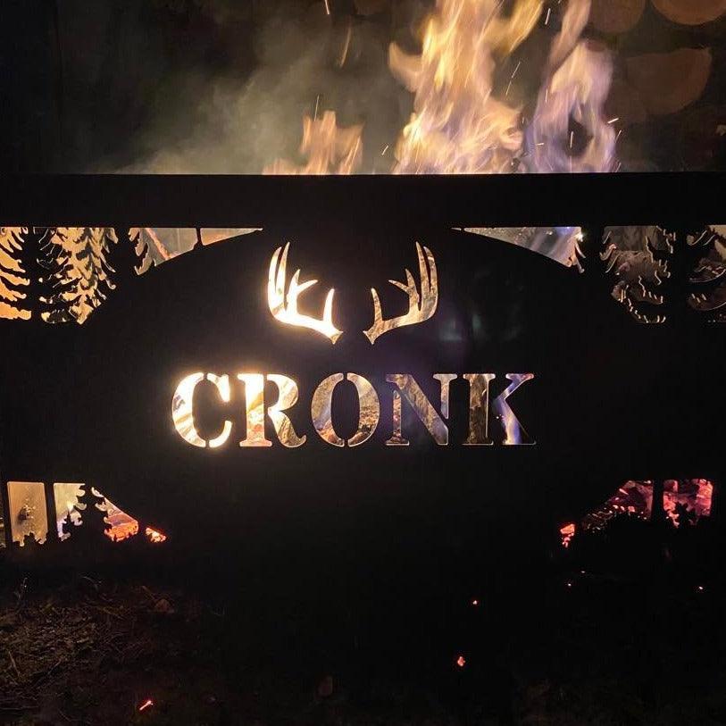 Square Personalized Deer Scene Fire Pit Ring - Cool Metal Signs