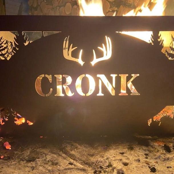 Square Personalized Deer Scene Fire Pit Ring - Cool Metal Signs