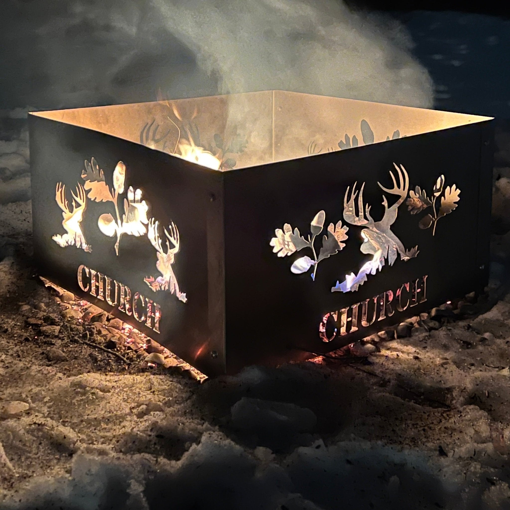 Square Personalized Outdoor Fire Pit Ring - Cool Metal Signs