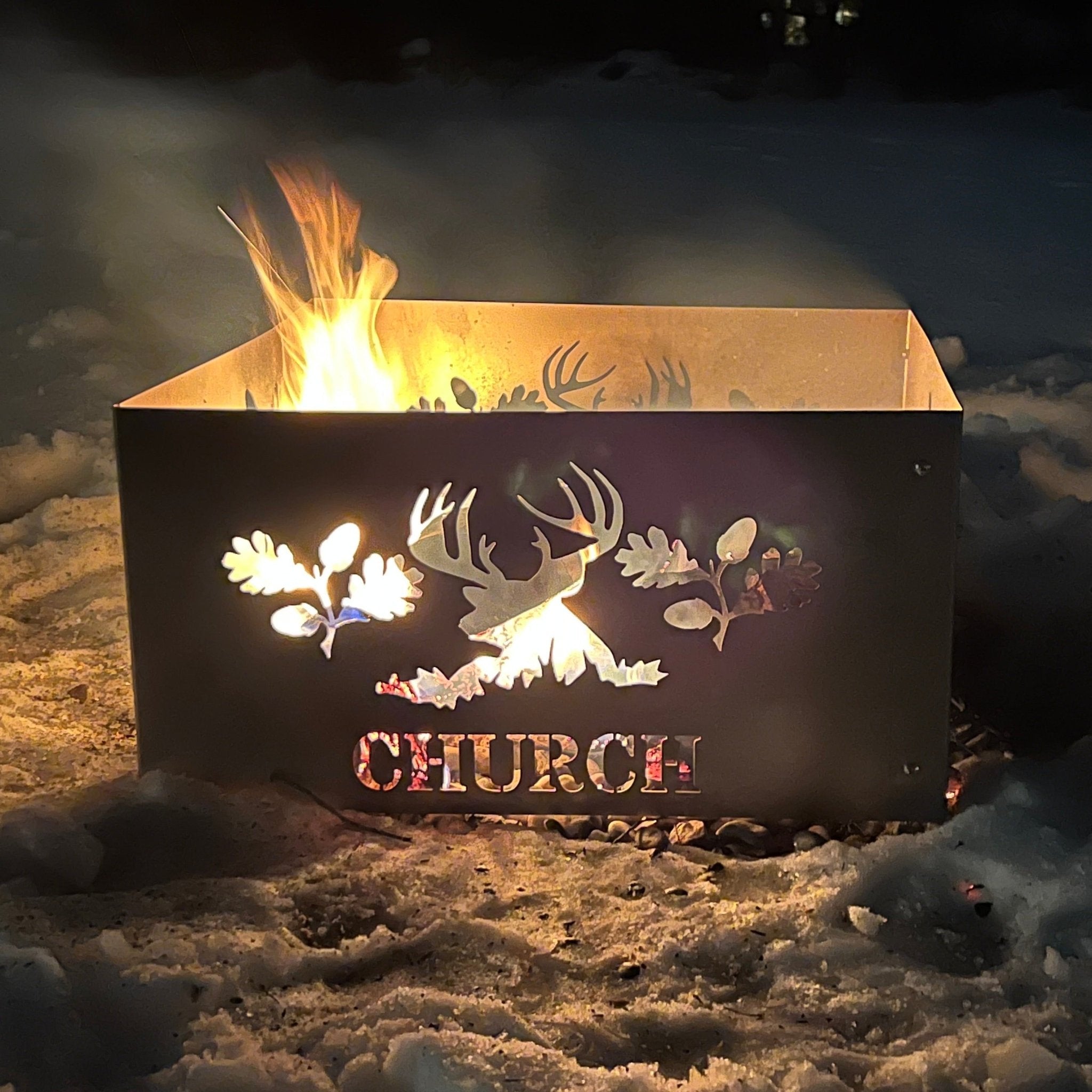 Square Personalized Outdoor Fire Pit Ring - Cool Metal Signs