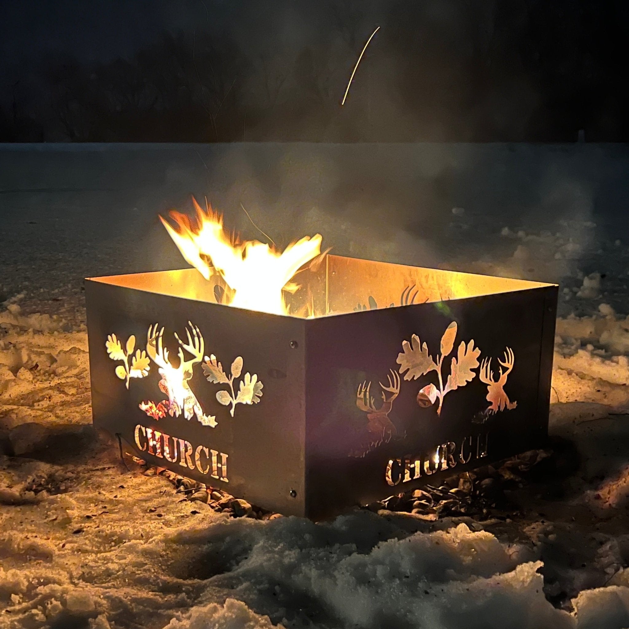 Square Personalized Outdoor Fire Pit Ring - Cool Metal Signs