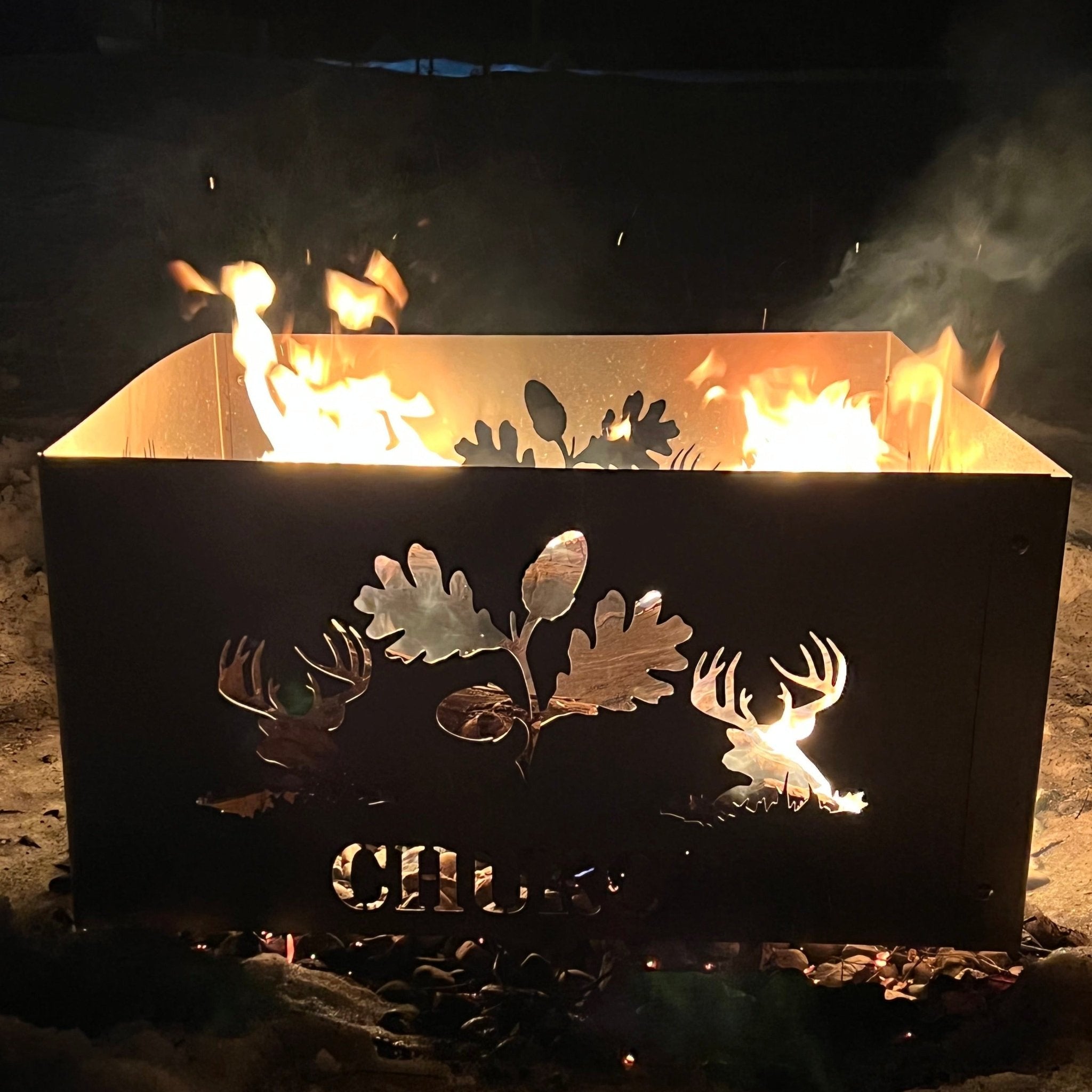 Square Personalized Outdoor Fire Pit Ring - Cool Metal Signs
