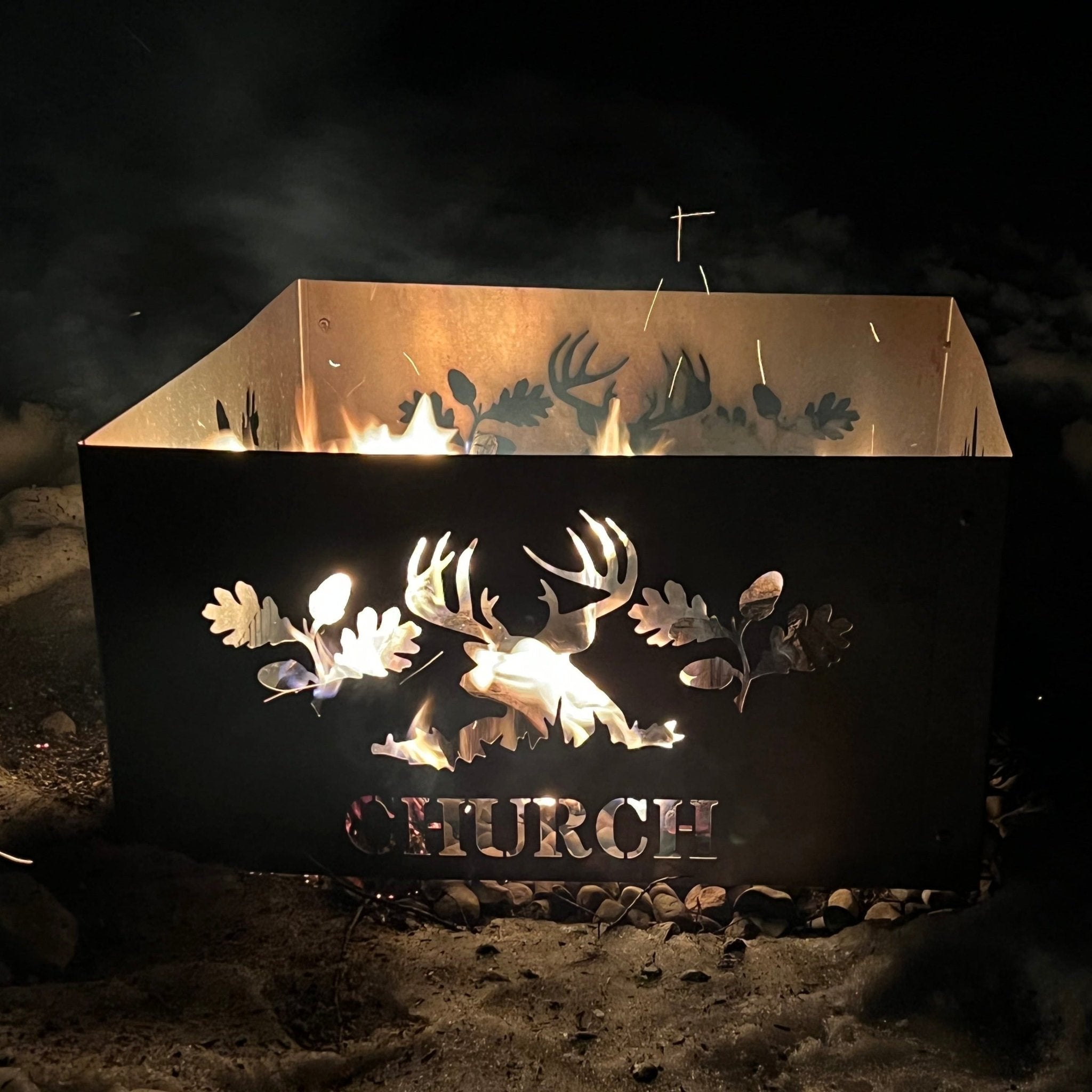 Square Personalized Outdoor Fire Pit Ring - Cool Metal Signs