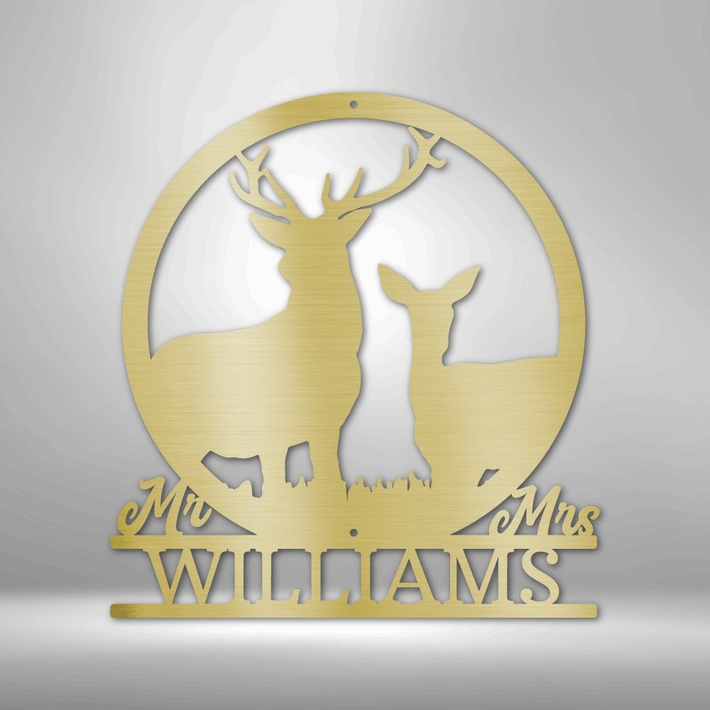 Stag and Doe Monogram - Steel Sign - Cool Metal Signs