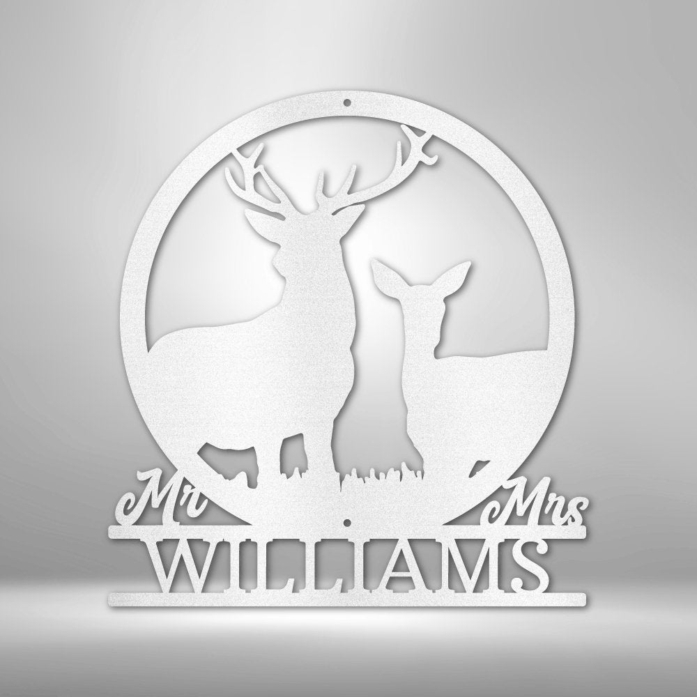 Stag and Doe Monogram - Steel Sign - Cool Metal Signs