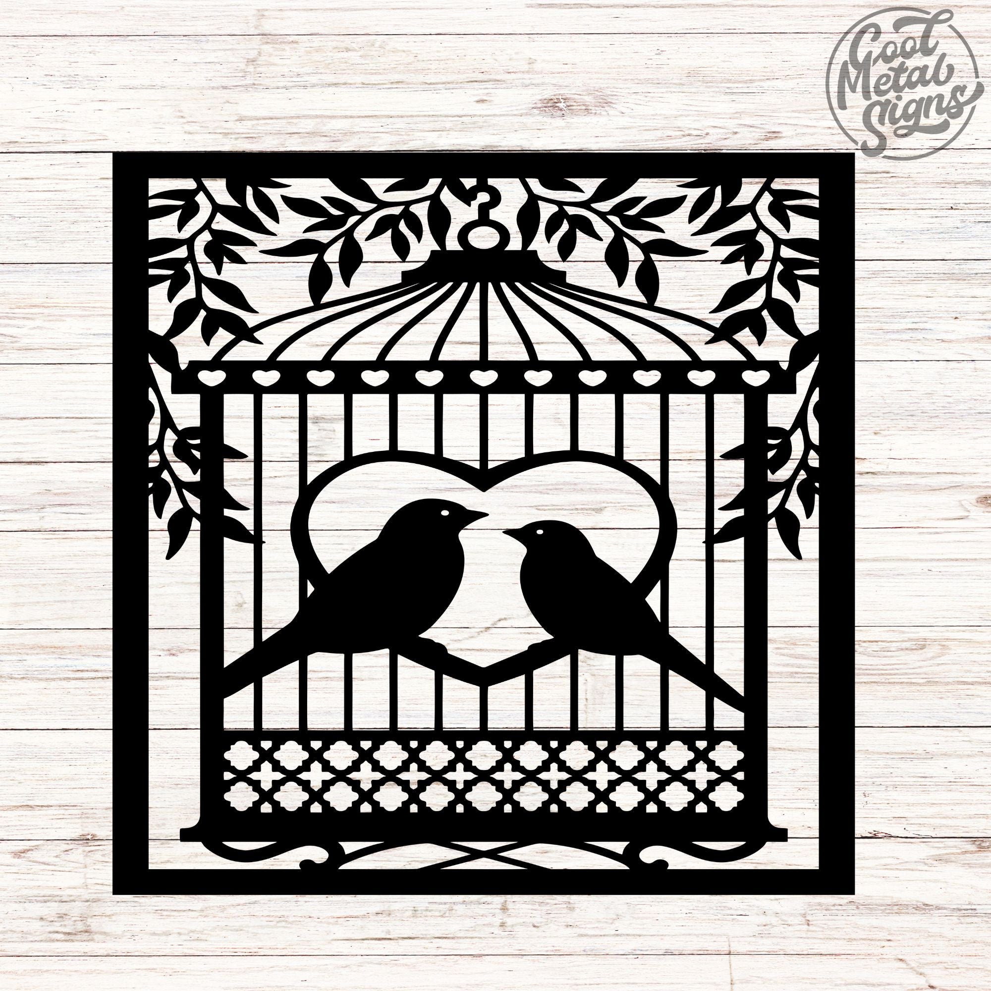 Two Birds in a Cage Sign - Cool Metal Signs