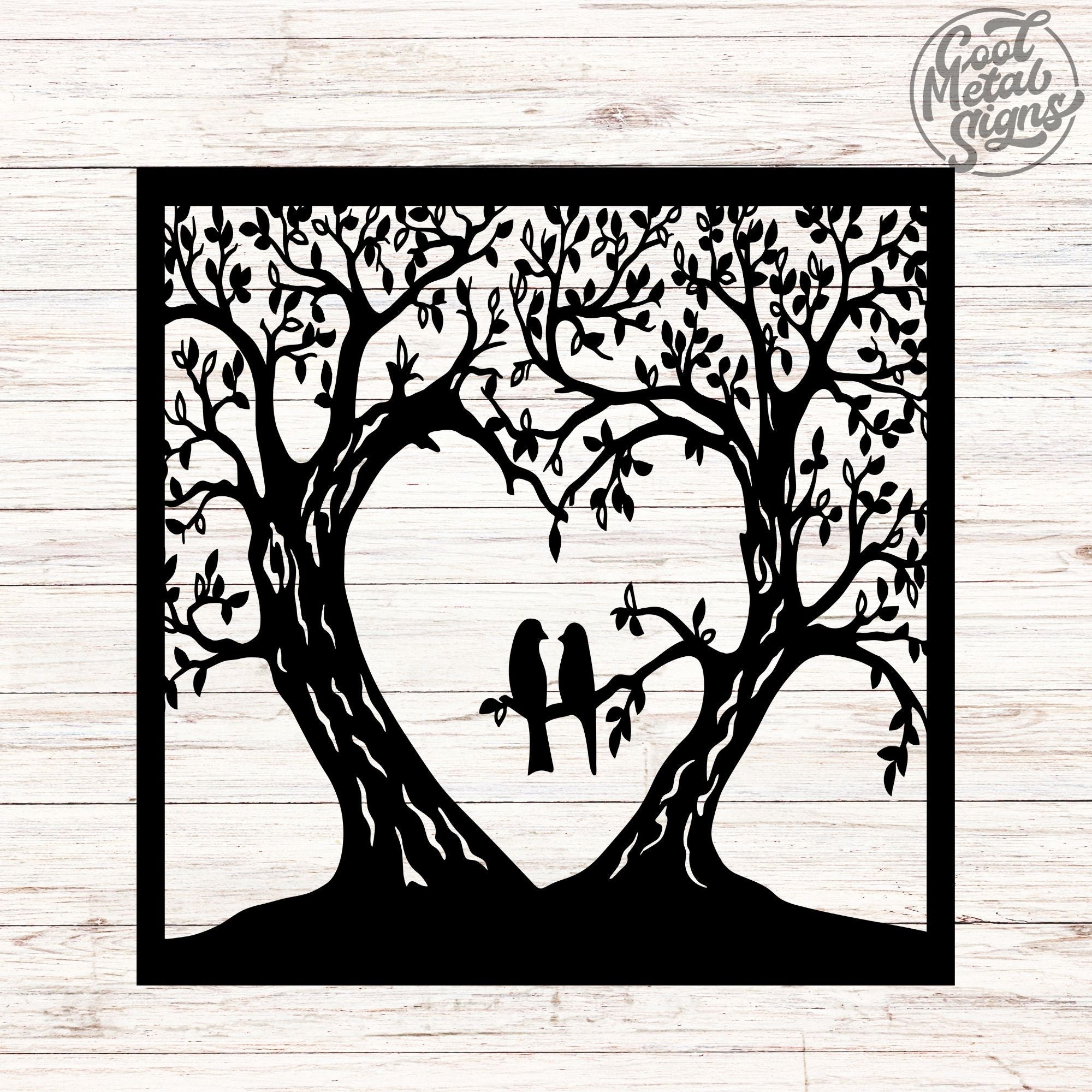 Two Birds in a Tree Metal Sign - Cool Metal Signs