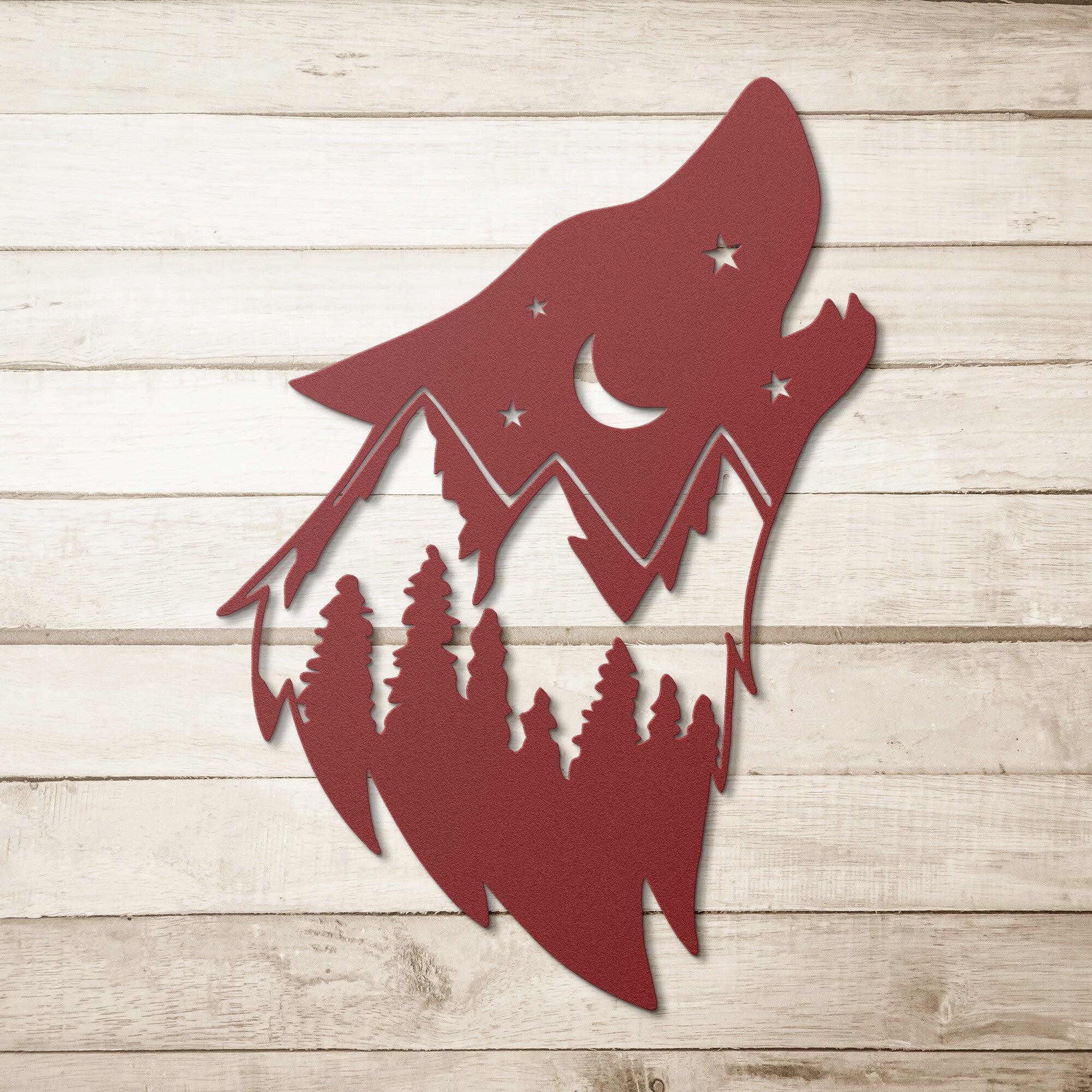 Wolf in Sky Monogram - Made in the USA - Cool Metal Signs