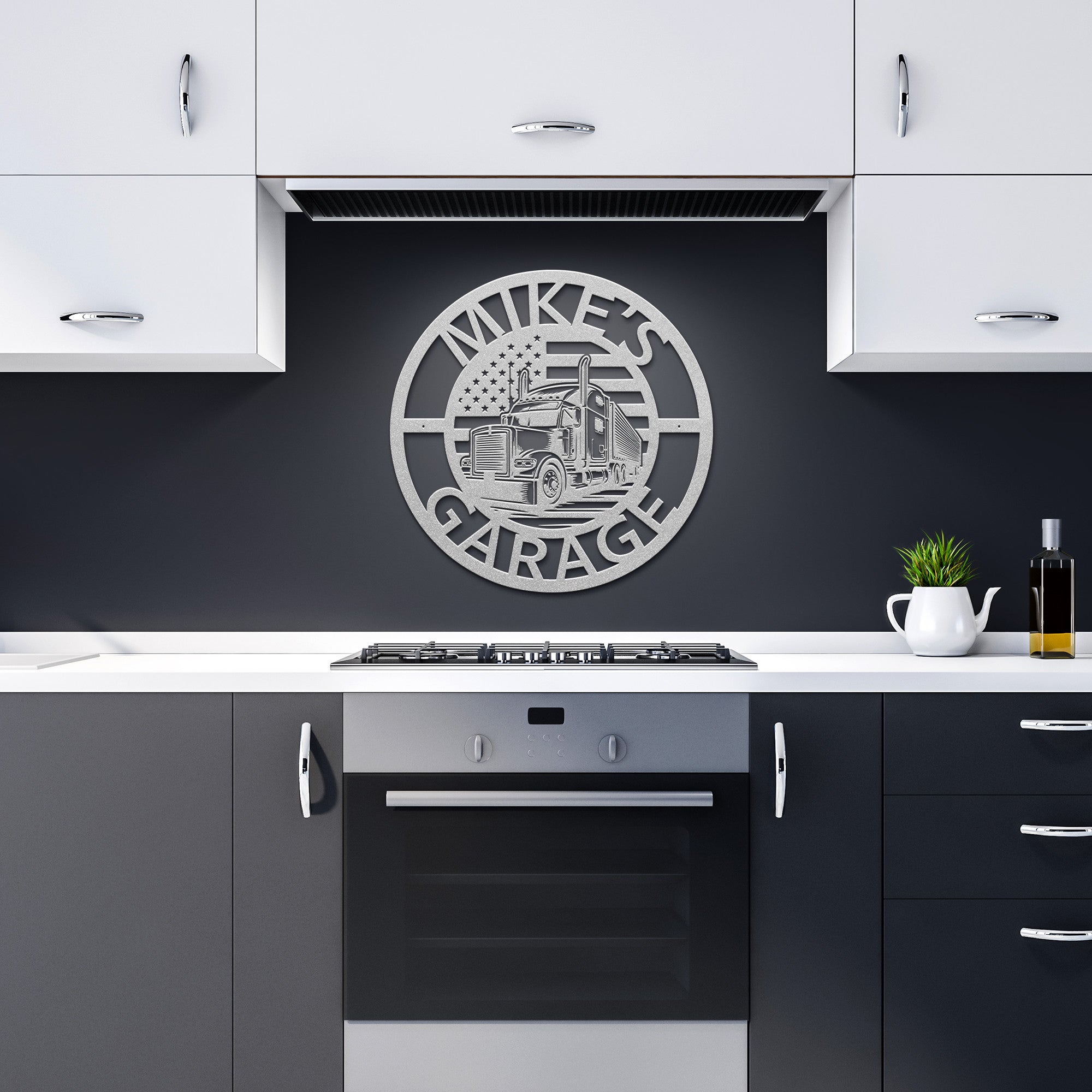 Personalized Semi Truck Round Metal Sign
