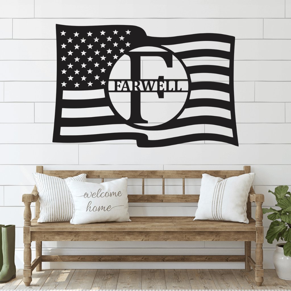 American Flag Monogram - Cool Metal Signs