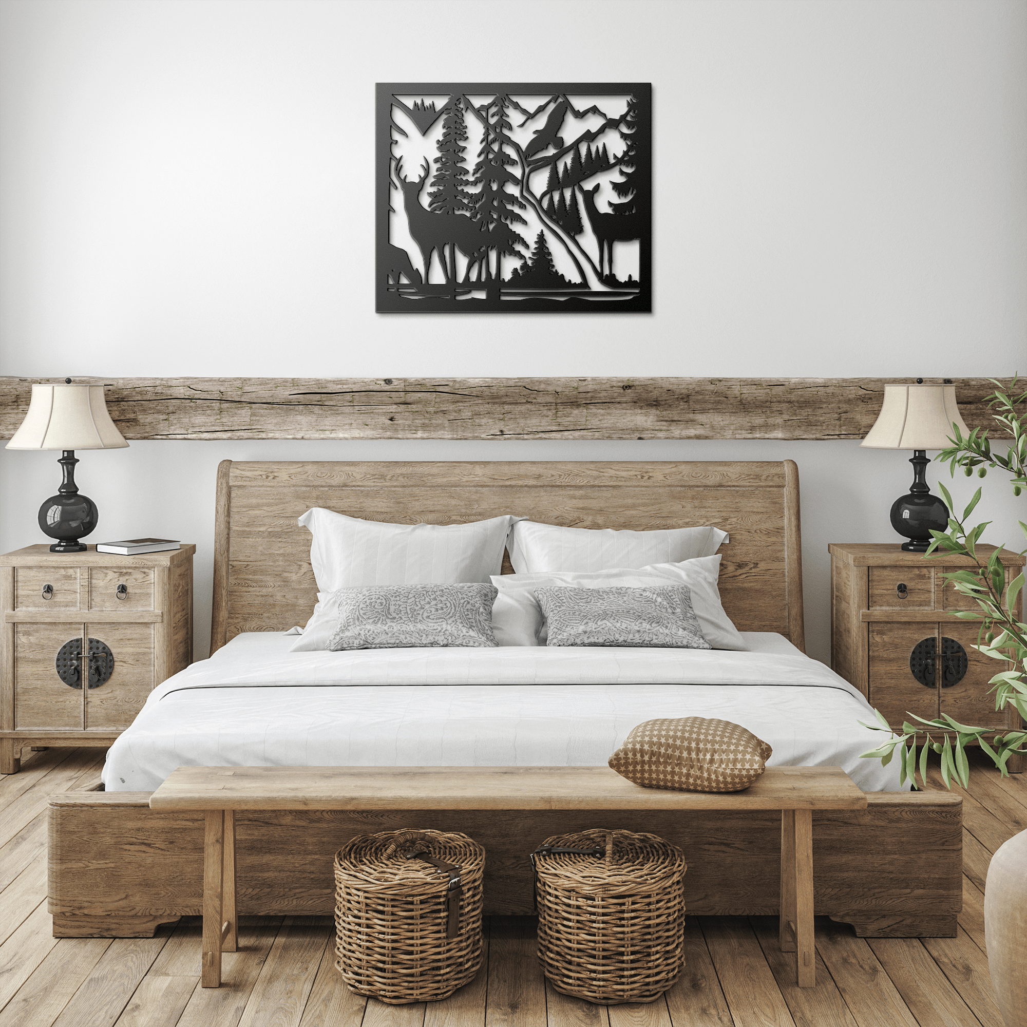 Deer Mountain Scene Metal Sign - Cool Metal Signs