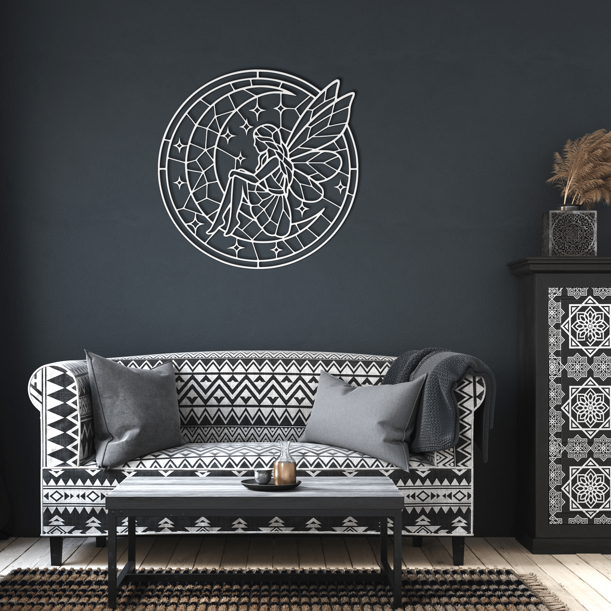 Fairy Moon Mosaic Metal Sign - Cool Metal Signs