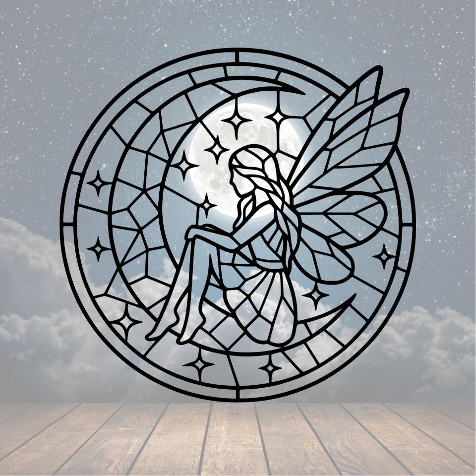 Fairy Moon Mosaic Metal Sign - Cool Metal Signs
