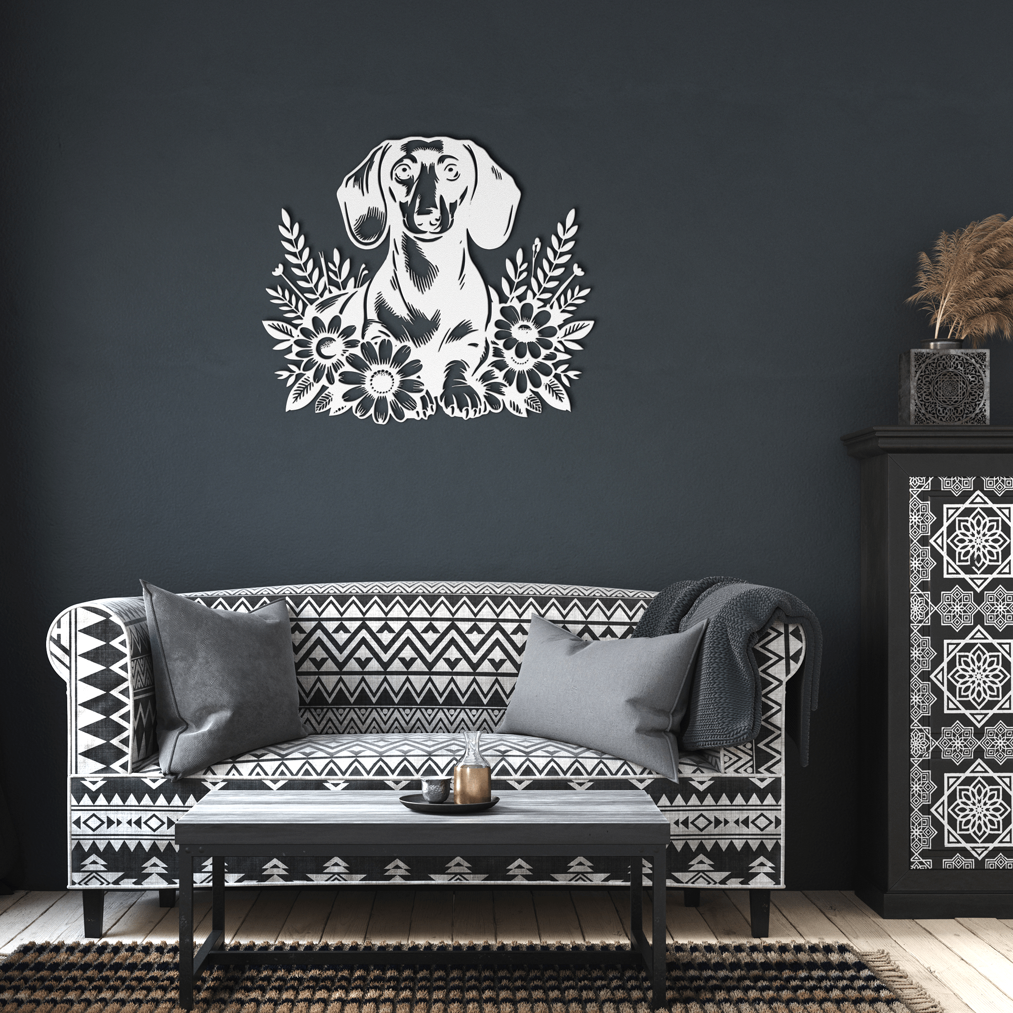 Floral Dachshund - Cool Metal Signs