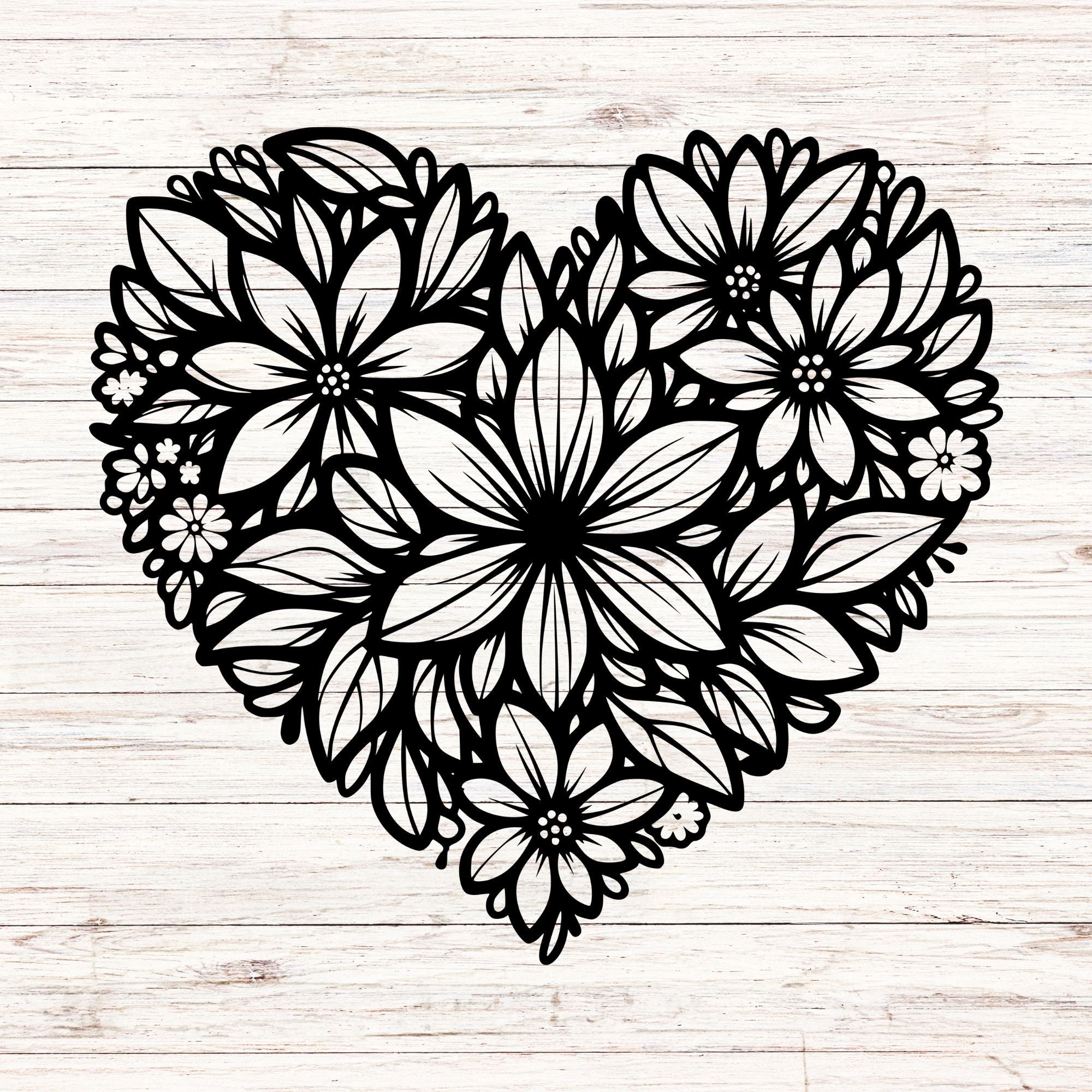 Floral Heart Sign - Cool Metal Signs