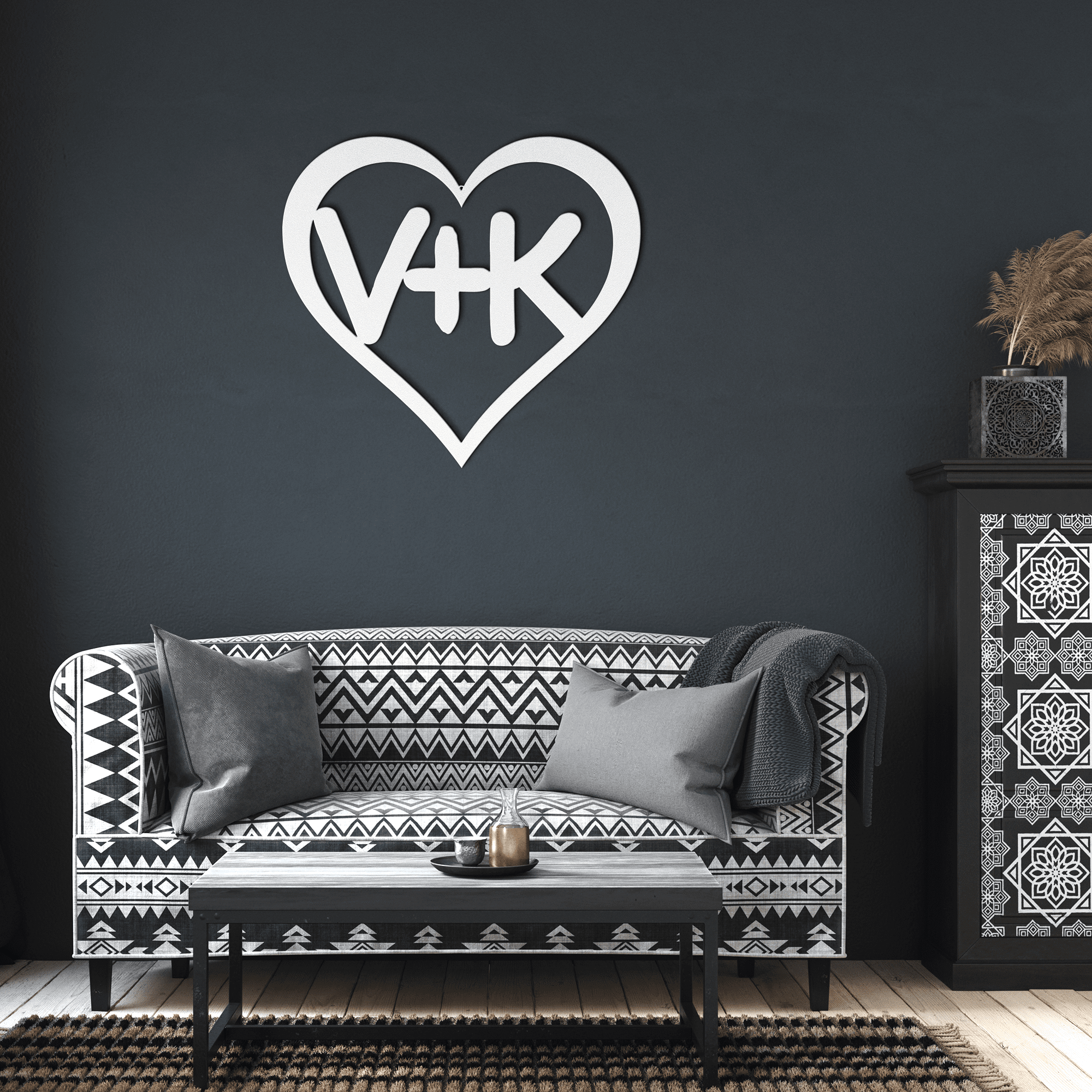 Initials In a Heart Metal Sign - Cool Metal Signs