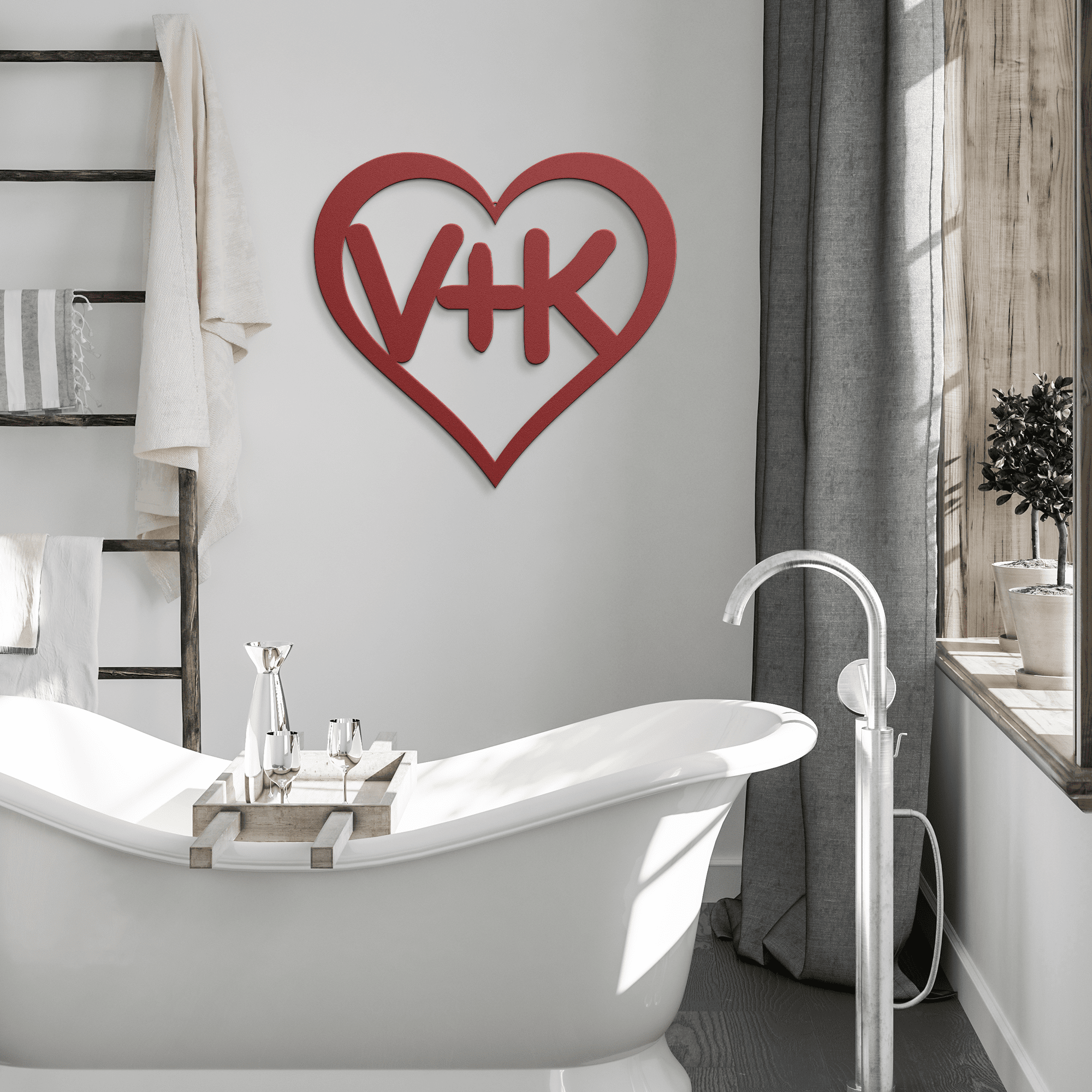 Initials In a Heart Metal Sign - Cool Metal Signs