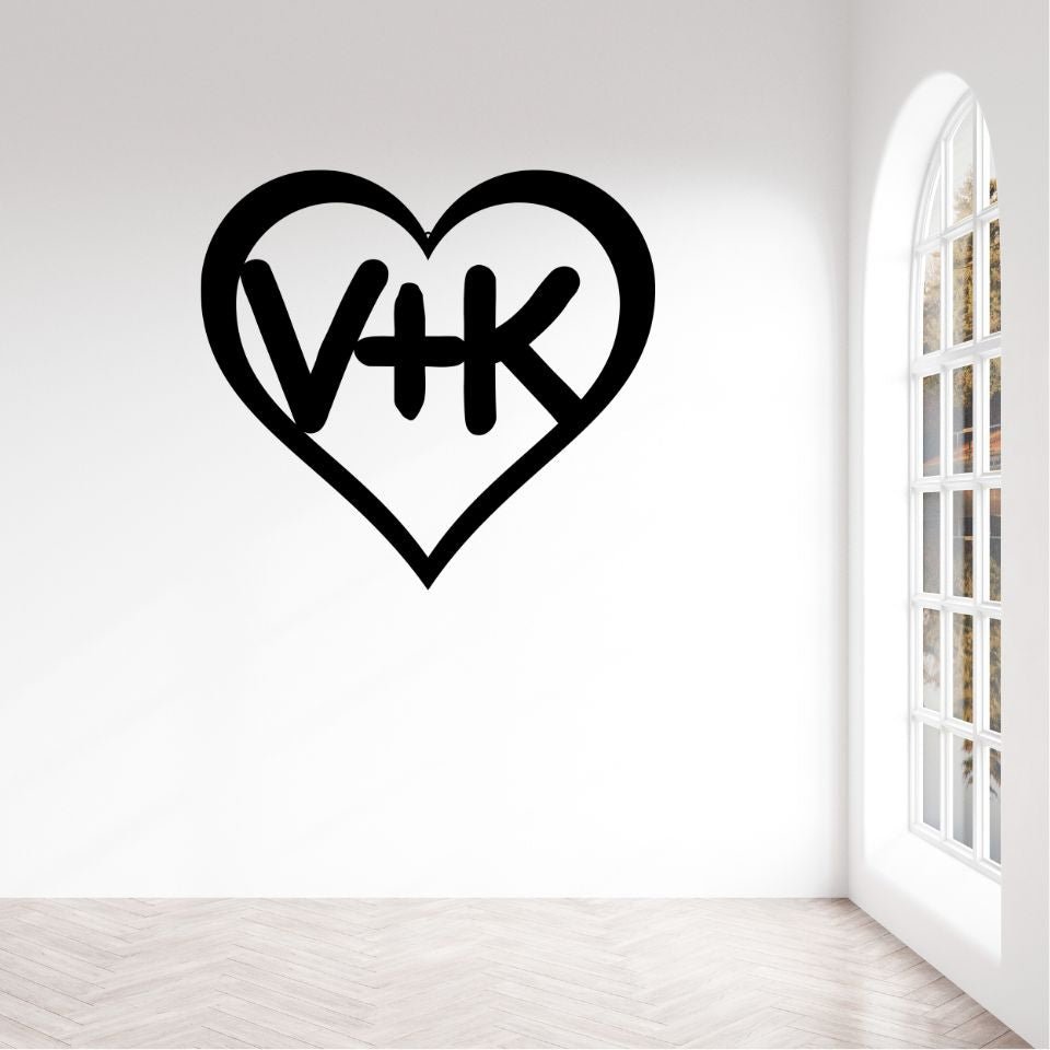 Initials In a Heart Metal Sign - Cool Metal Signs