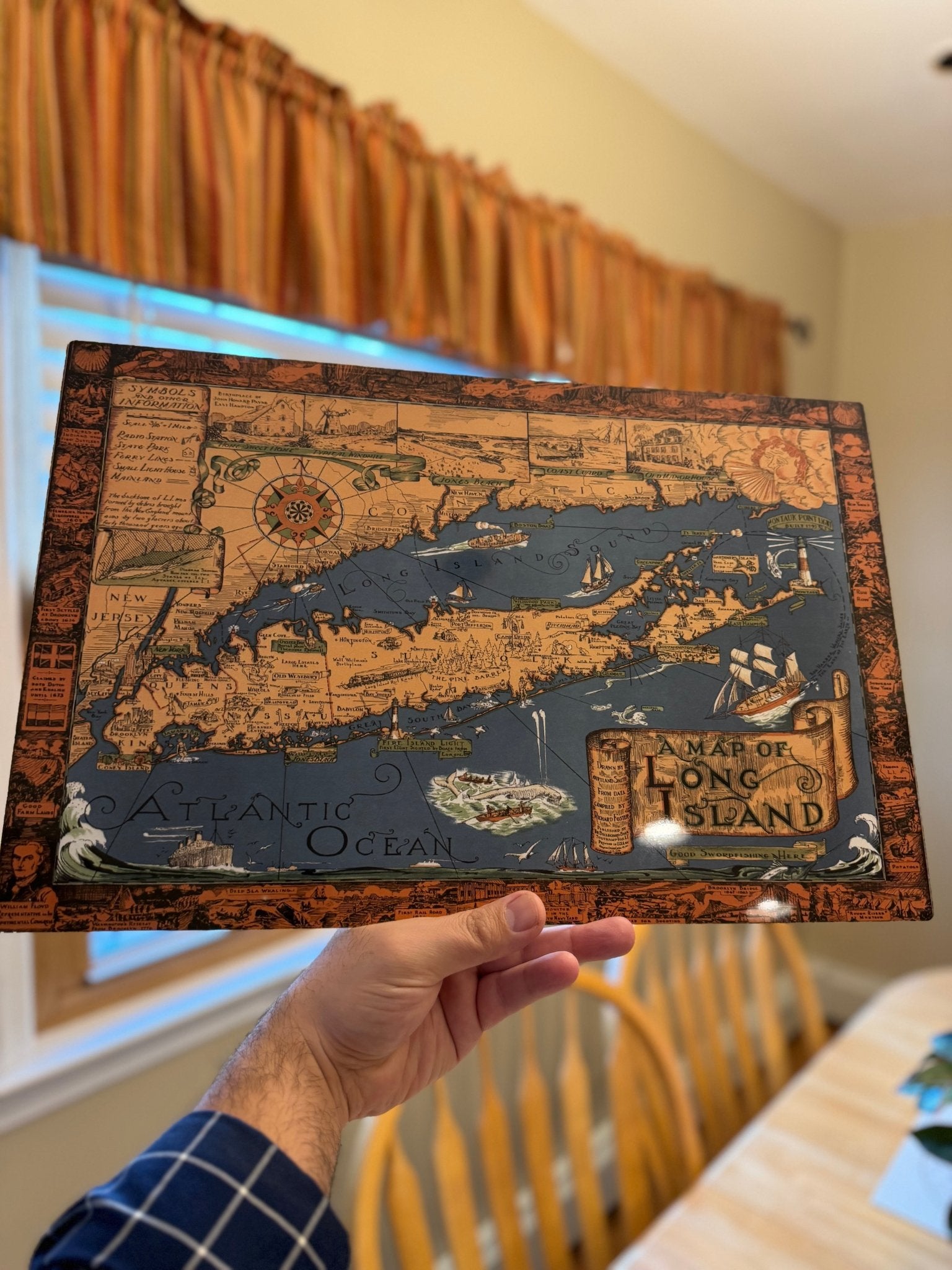 Long Island Vintage Map Drawing Metal Print - Cool Metal Signs