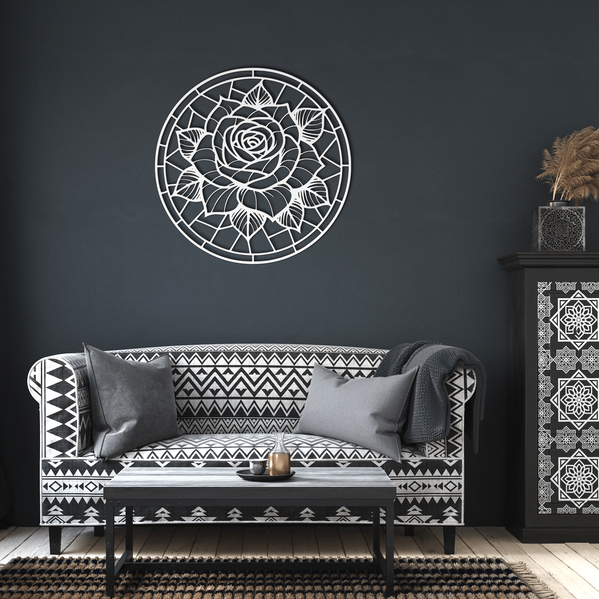 Mosaic Rose Metal Sign - Cool Metal Signs