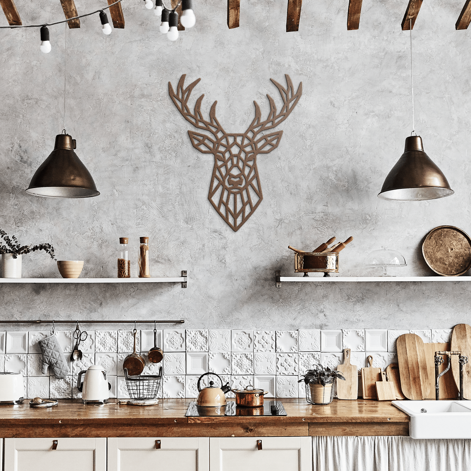 Mosaic Stag Metal Sign - Cool Metal Signs