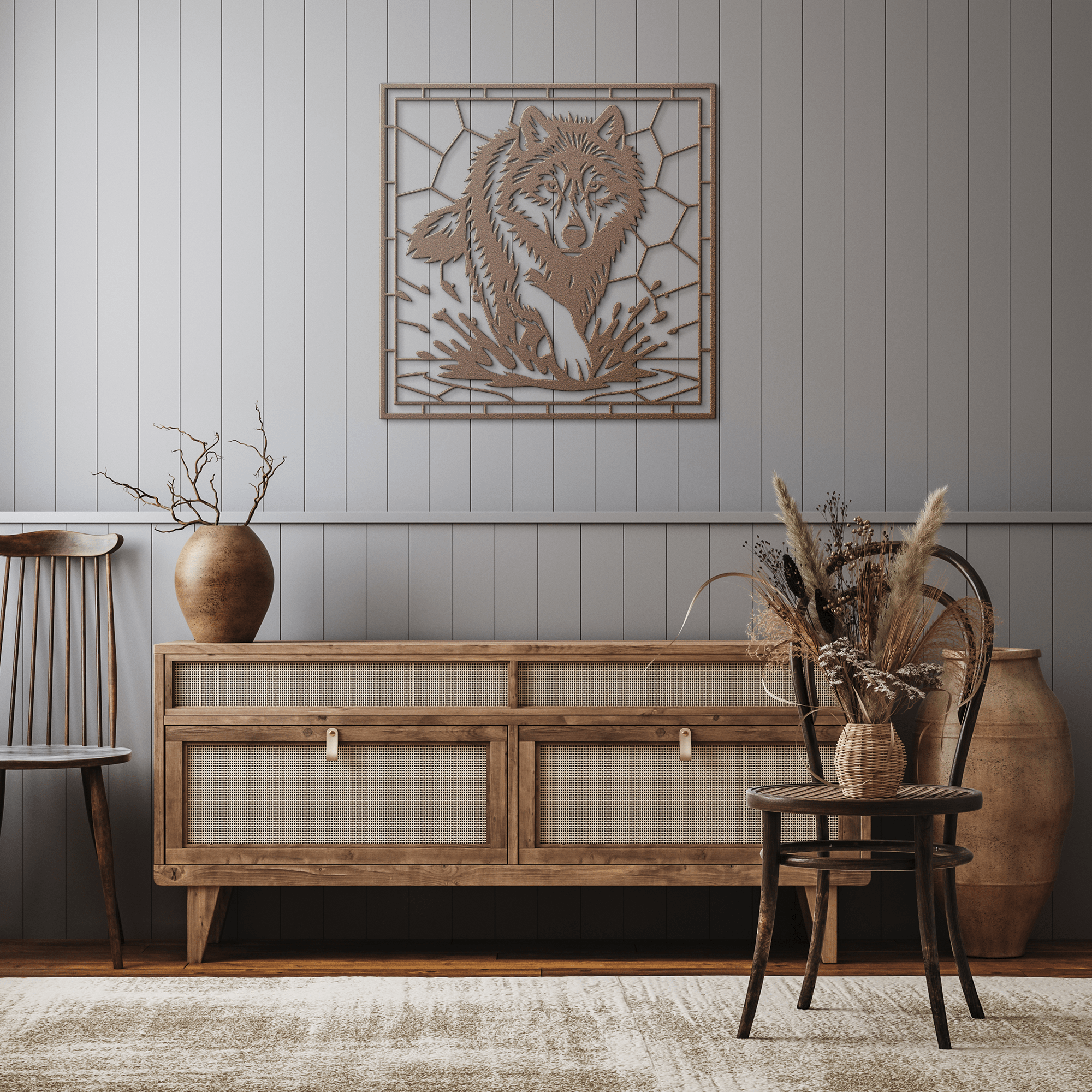 Mosaic Wolf Metal Sign - Cool Metal Signs