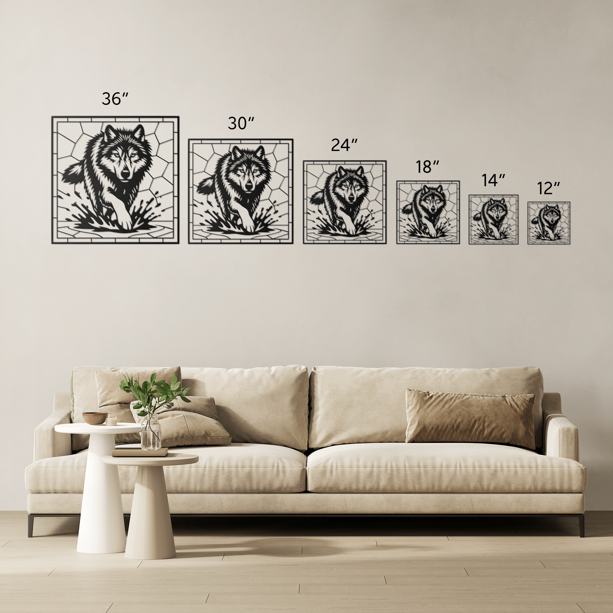 Mosaic Wolf Metal Sign - Cool Metal Signs